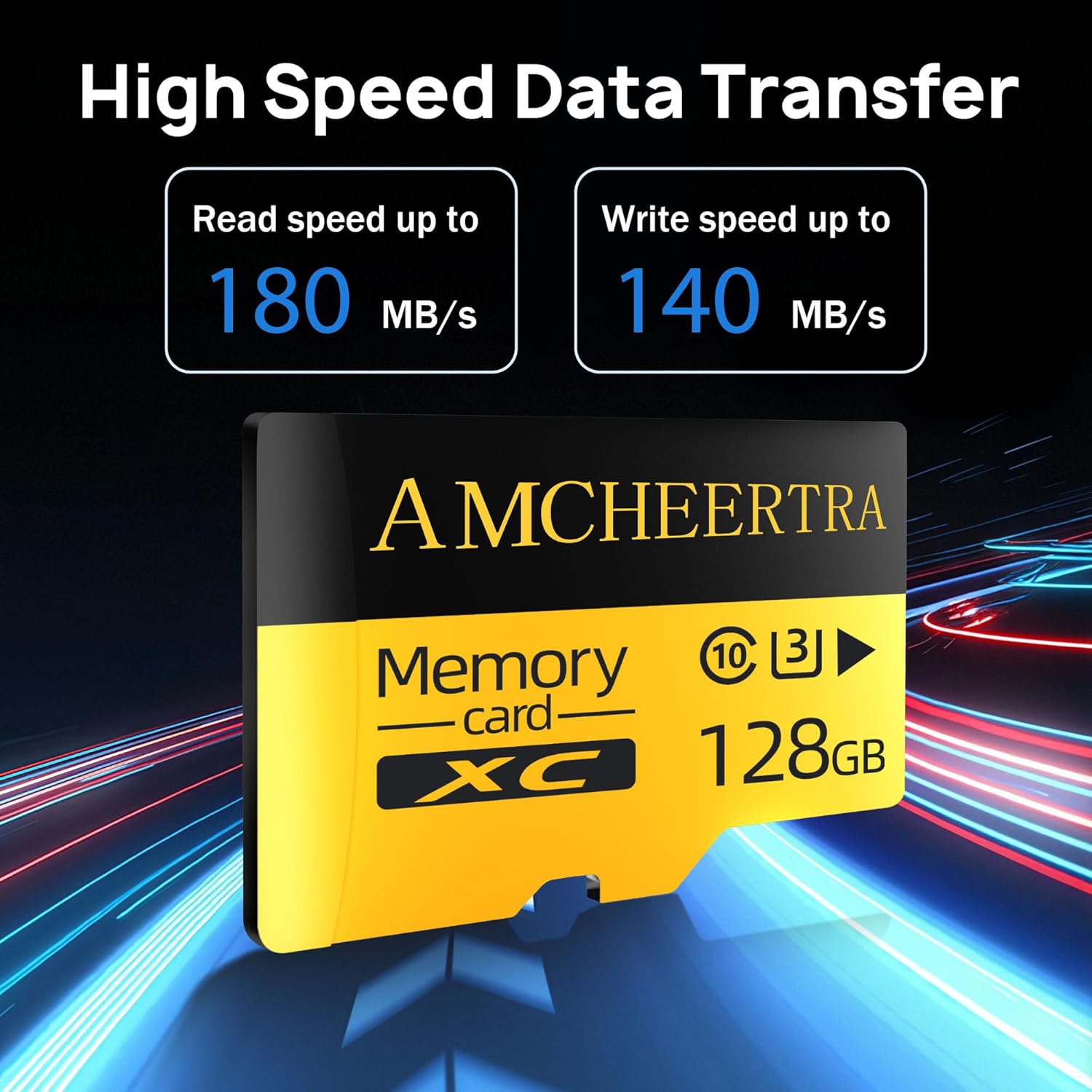 128GB MicroSDXC Memory Card, 4K, 5K UHD Videos Storing, R/W Up to 180/140MB/s, UHS-I, C10, U3, A2, High-Speed MicroSD Card, TF Card for Drones, Action Cameras, Dashcams, Gaming Consoles