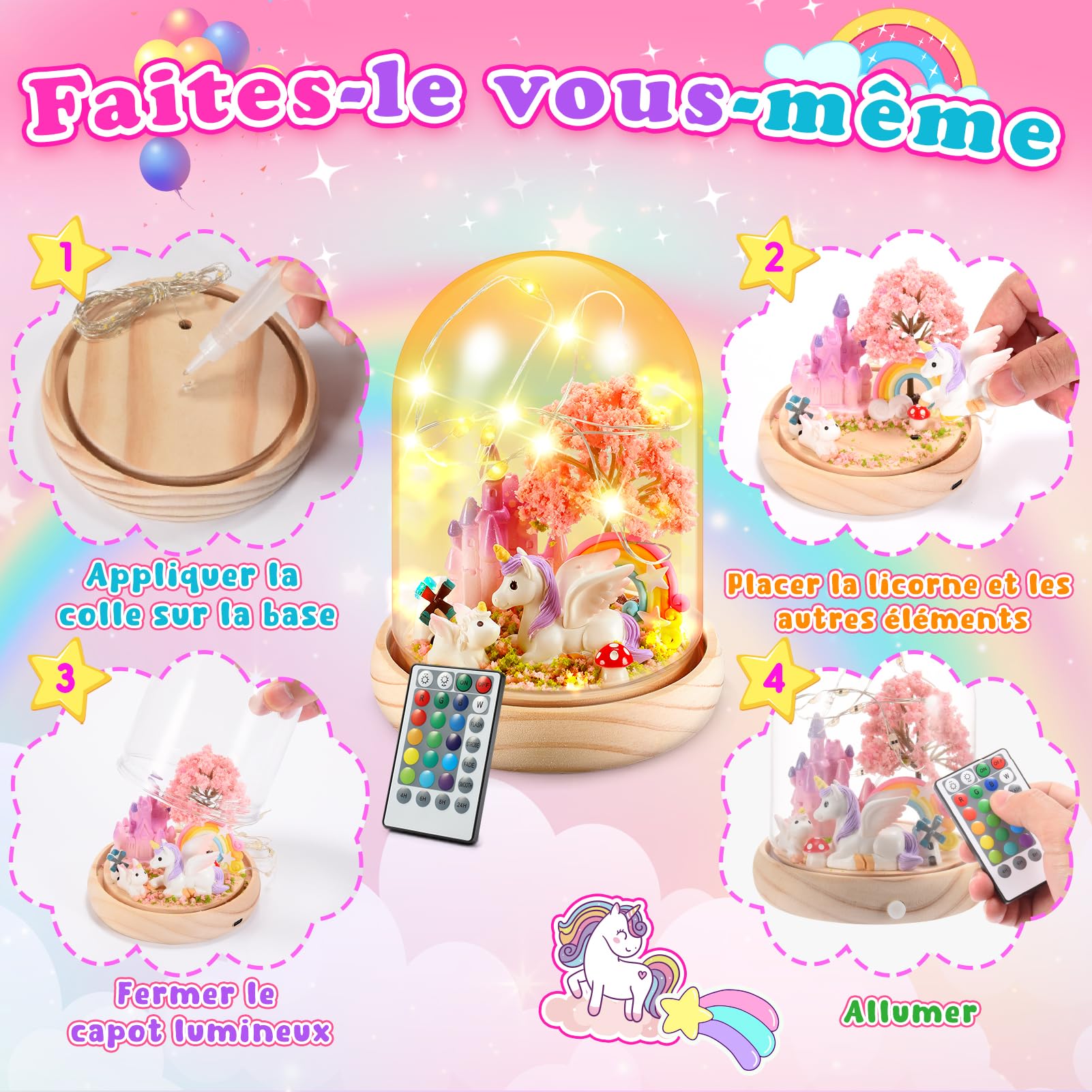 Dislocati Veilleuse Créative pour Enfants, 16 Couleurs + 4 Modes D'éclairage, Cadeau Licorne pour Les Filles de 3 à 10 Ans
