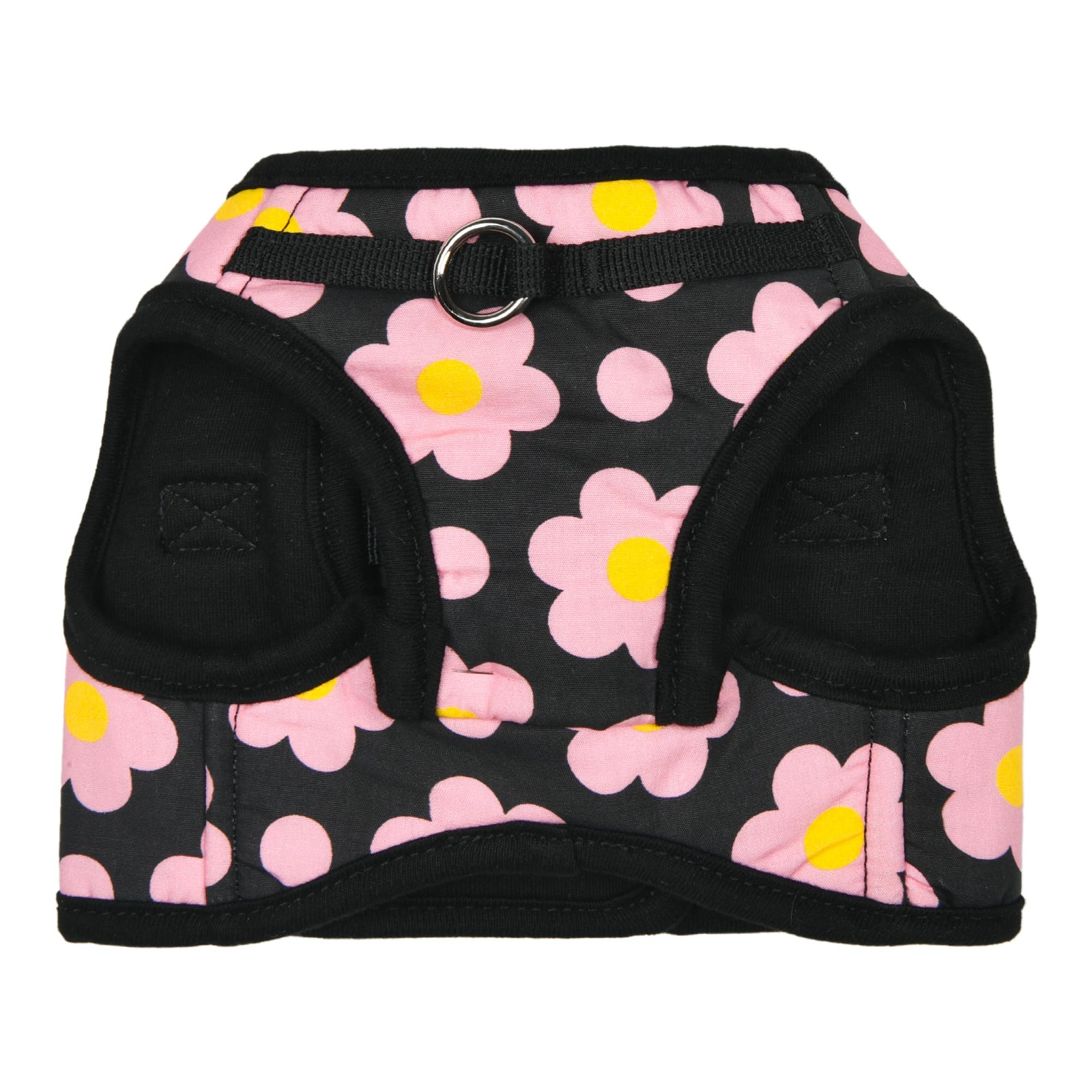 Puppia Bacopas Dog Vest Harness B (Step-in) Fashionable Flower Pattern Spring Summer Harness for Small and Medium Dogs, Black, Large