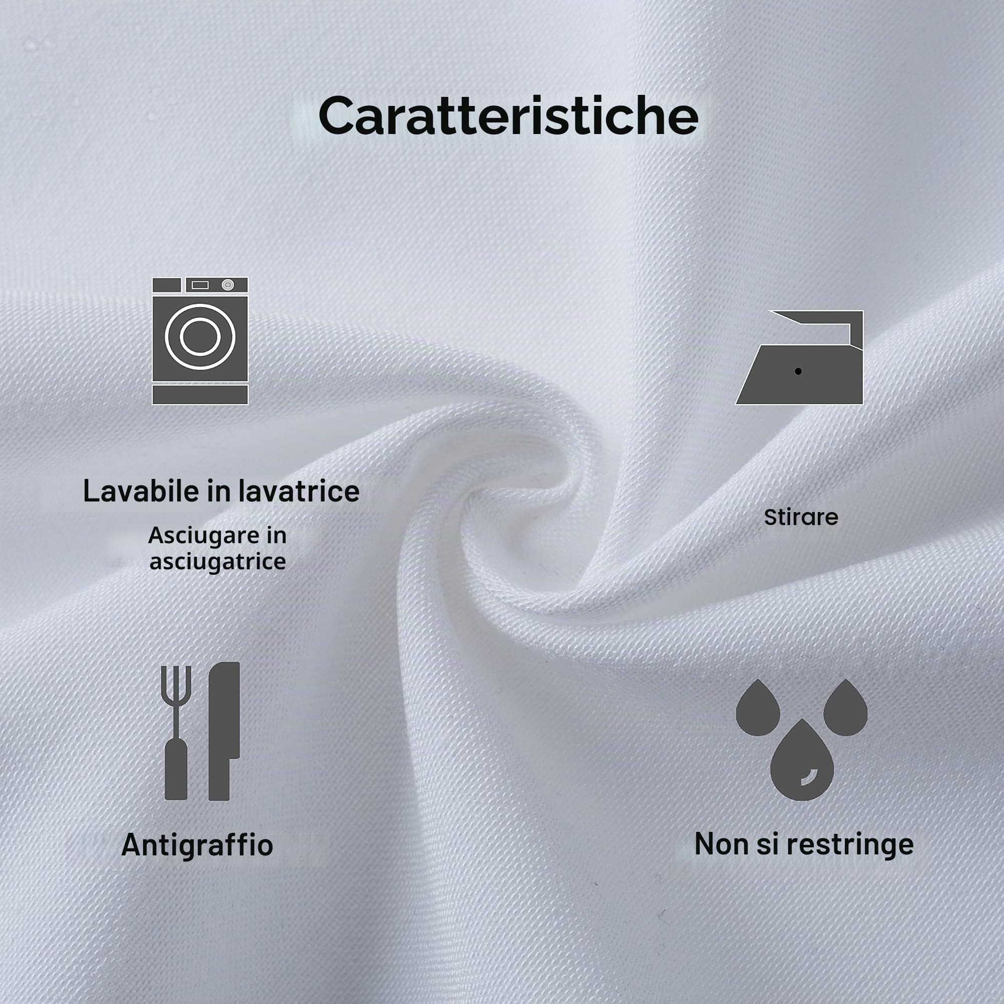 Tovaglia, Bianco, 132x290cm, Rettangolare, Antimacchia, Lavabile e Riutilizzabile per Hotel, Ristoranti, Matrimoni, Feste