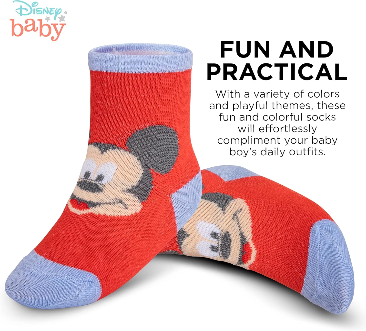 Miniatura 3 de Disney 10-Pack Mickey Mouse Baby Boy Infant Sock Multicolor - 0-24 Months