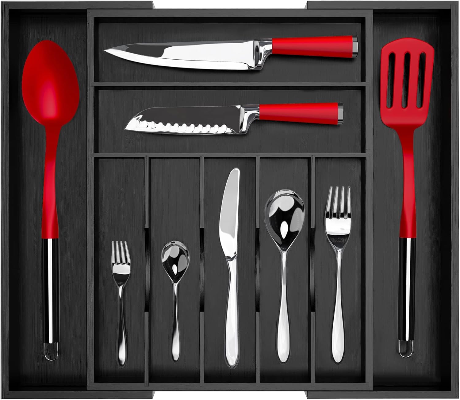 Buy Luxury Bamboo Kitchen Drawer Organizer Silverware Organizer