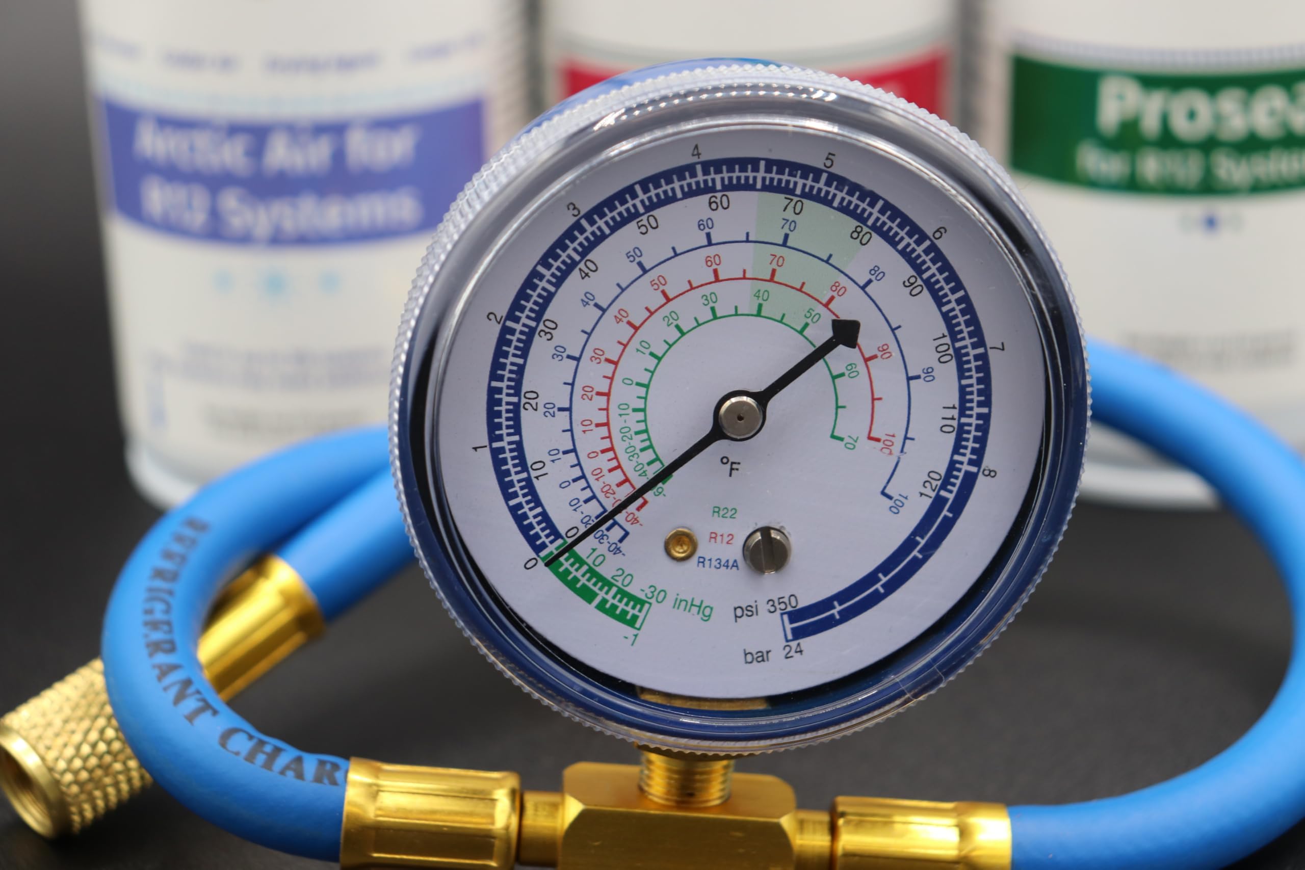 Generic Arctic Air for R12, Oil Charge, Proseal kit w/Charging Gauge (3 Can Kit), ES12AH3