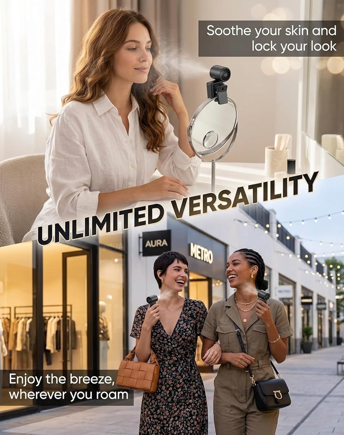 Portable Clip on Fan, 3000mAh Rechargeable Mini Portable Handheld Fan for Travel，clip to Umbrellas, Hats, Or Seatbelts, 5 Speeds & LED Display (Orange+Black)
