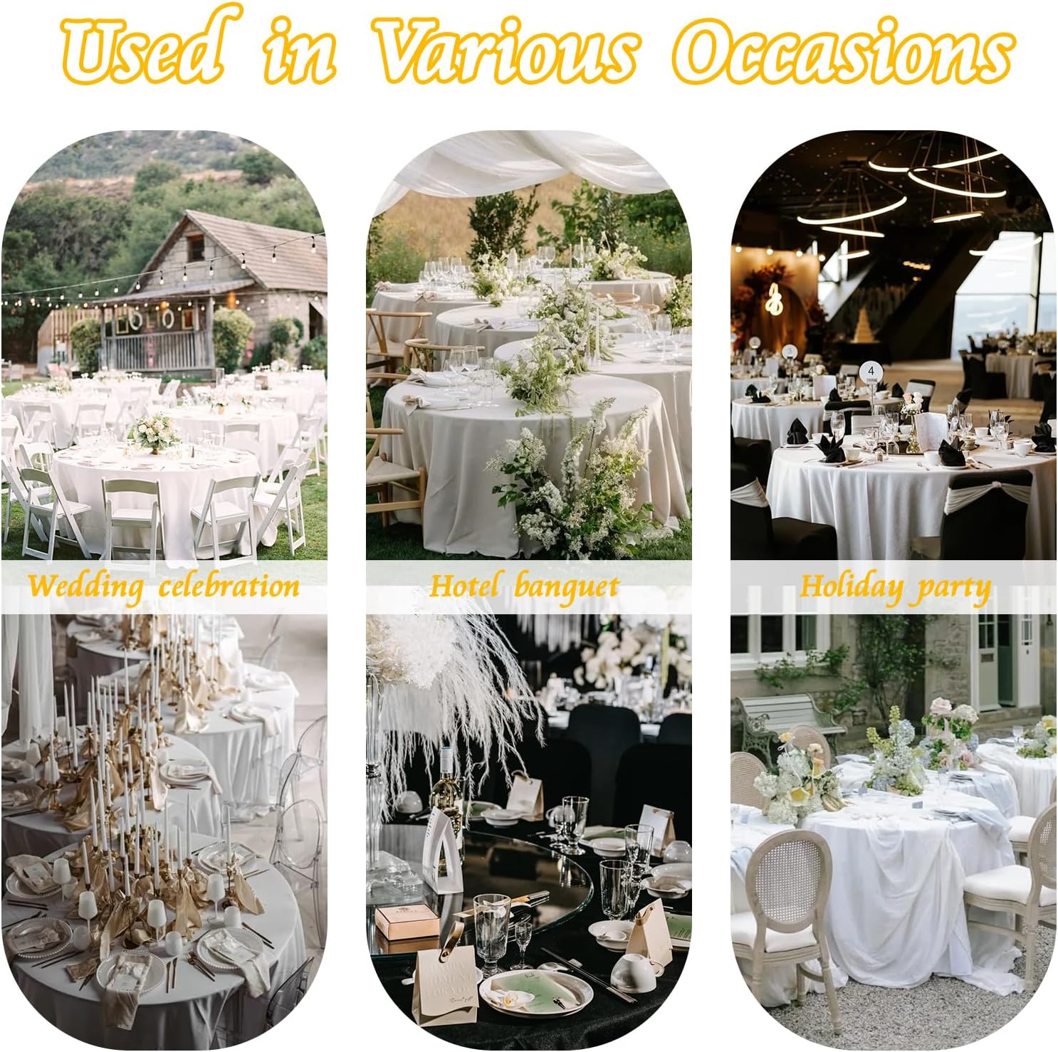 KKJIAF 1 Pack 108 Inch Round Table Cloth, White Overlay Round Satin Table Cover, Silky Satin Dining Tablecloths for Wedding Buffet Parties Banquet Decoration - Image 7