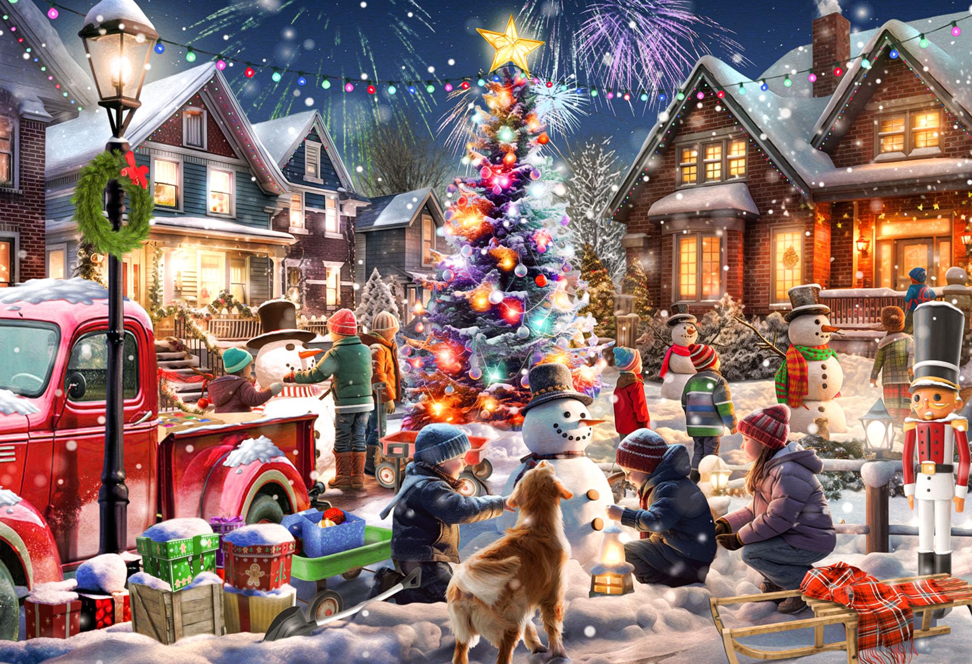 Vermont Christmas Company - Frosty Face-Off 100 Piece Jigsaw Puzzle - Large Interlocking Pieces Perfect for Kids & Adults Alike - 19" x 13"