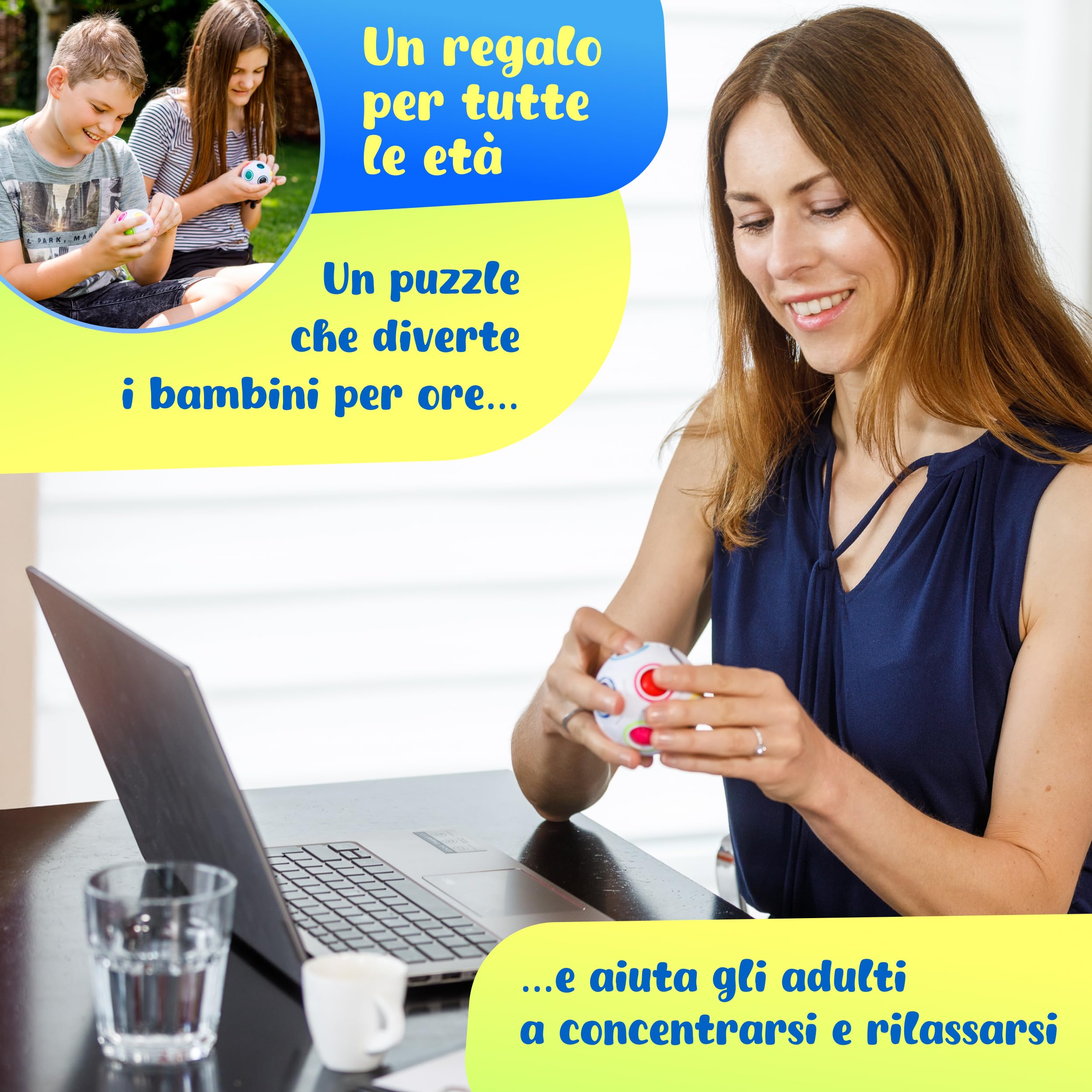 CUBIDI® Palla Magica Arcobaleno Puzzle 3D. Rompicapo Antistress per Bambini e Adulti. Ideale Come Regalo Bambino 6 Anni o per Giochi da Viaggio.