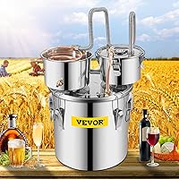 Vista 7 de VEVOR Alcohol Still 5GAL/20L, Destilador de alcohol con barril Thumper, kit de destilería para alcohol con tubo de cobre y termómetro integrado