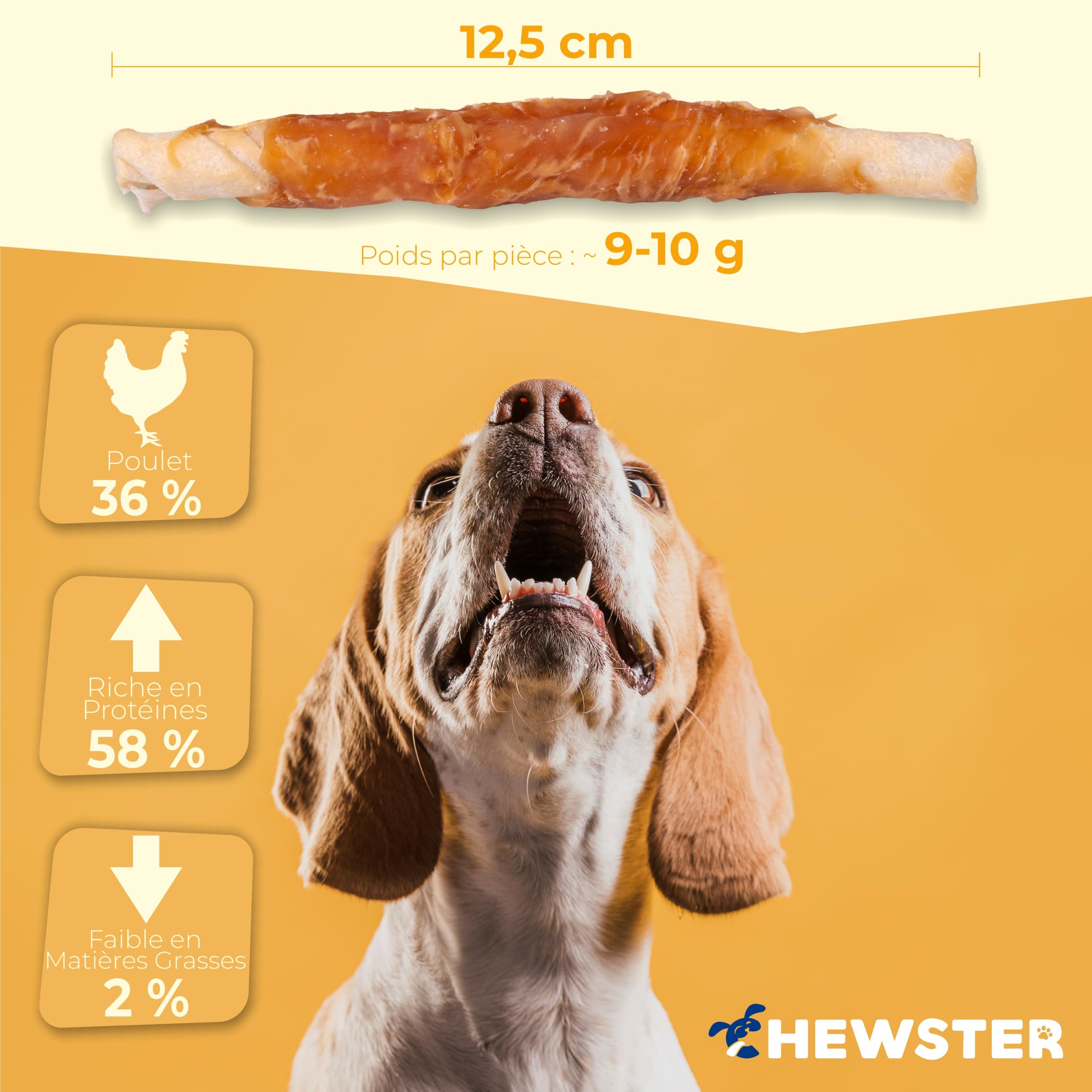 Bâtonnets à mâcher au Poulet - Friandises pour Chien - 800 g | 85 rouleaux à mâcher pour chiens - Friandises pour chien