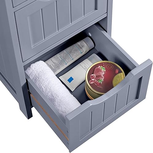 Miniatura 8 de Topeakmart Armario de madera con 4 cajones, armario de pasillo organizador de almacenamiento independiente para bañococinasala de estar, gris