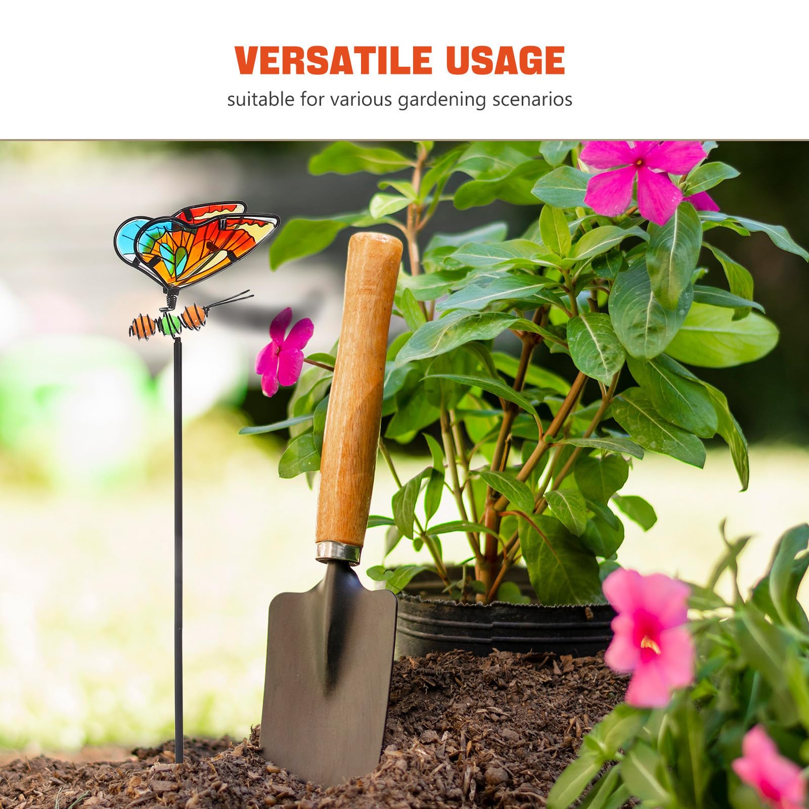 Housoutil Gartenstecker Schmetterlinge 3 Stück aus Glas und Metall Wetterfeste Deko für Wege und Blumenbeete Dekorative Pflanzstecker für Frühlingsgarten und Terrasse