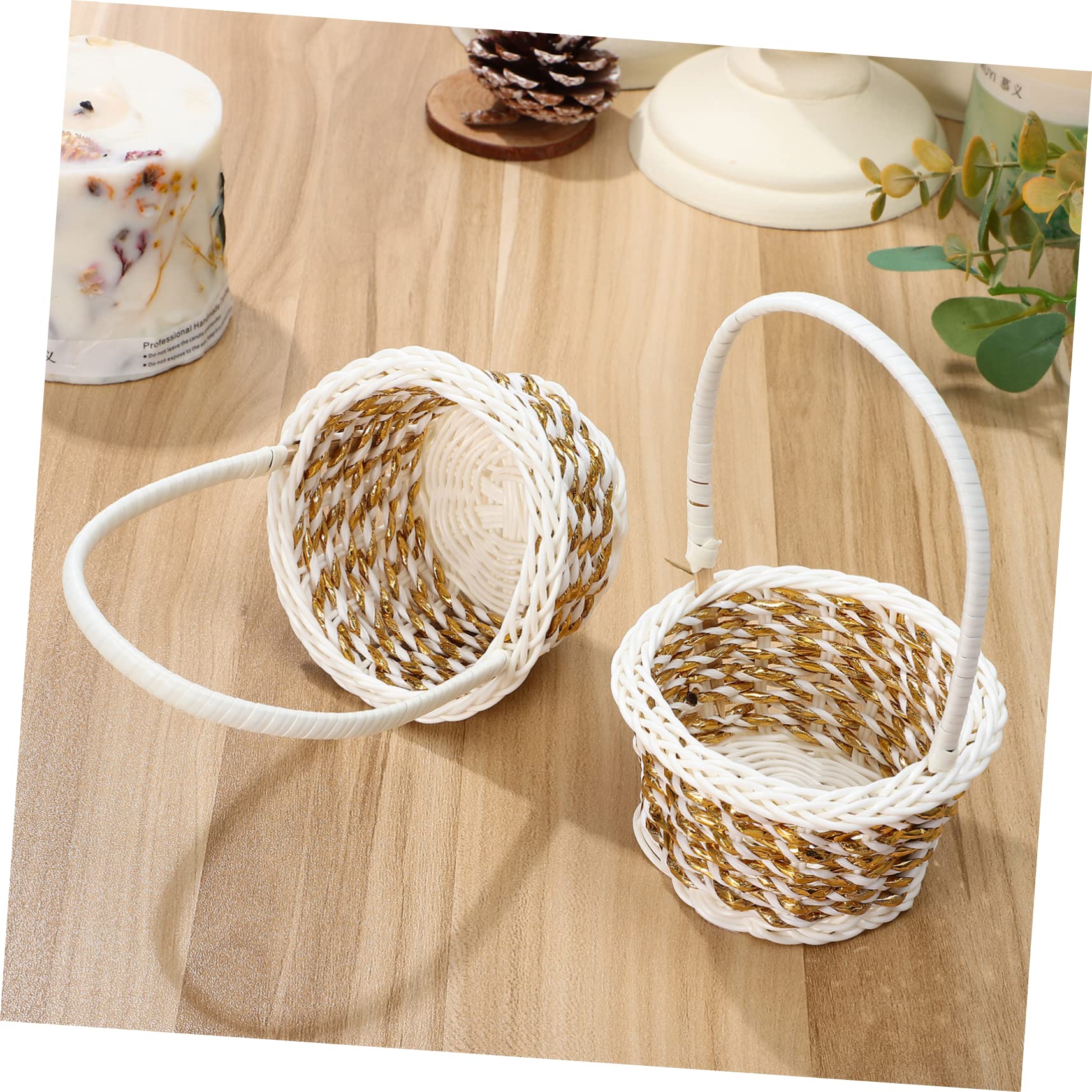 Hemobllo 5Pcs Rustic Flower Girl with Handle Natural Woven for Weddings Chic Decorative Storage DIY Design Versatile Use Home Decor