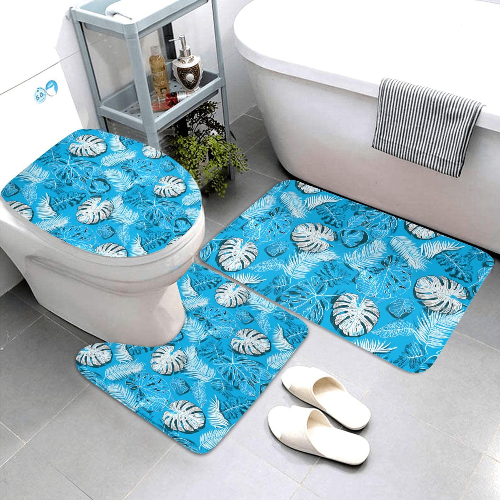 Tapis de salle de bain en forme de U lavable pour sol sec et sécurisé