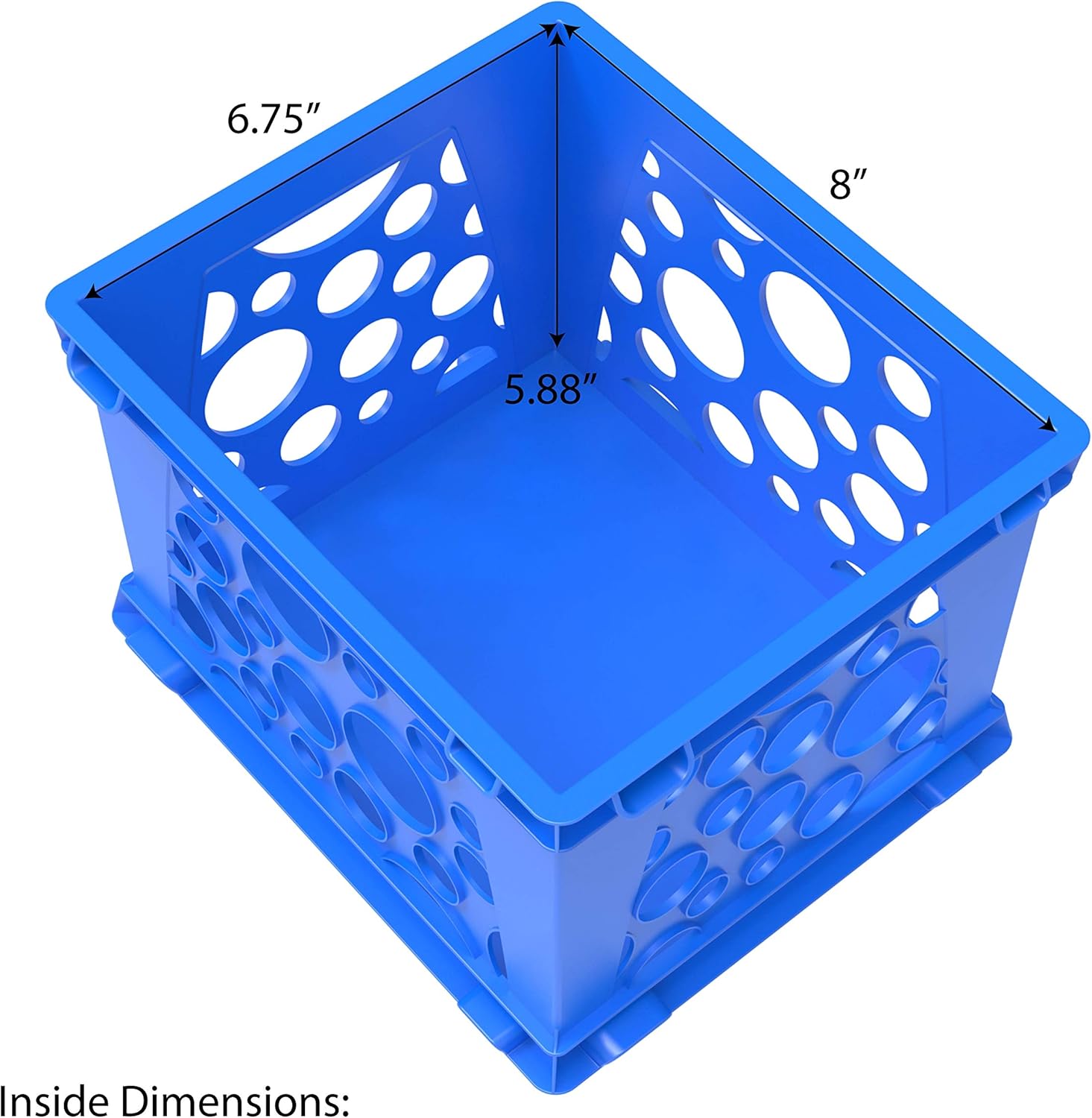 Storex Mini Crates – Stackable Small Storage Crates for Desktop Organization, 9 x 7.75 x 6 inches, School Blue, 12-Pack (61595U12S)