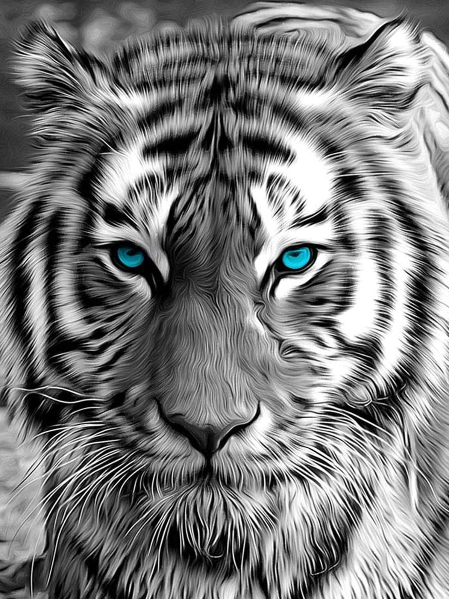 Kit Diamond Painting Tigre - Broderie Diamant 5D Rond - Toile 30x40cm - Loisir Créatif Adulte Débutant - Déco Murale Chambre/Bureau