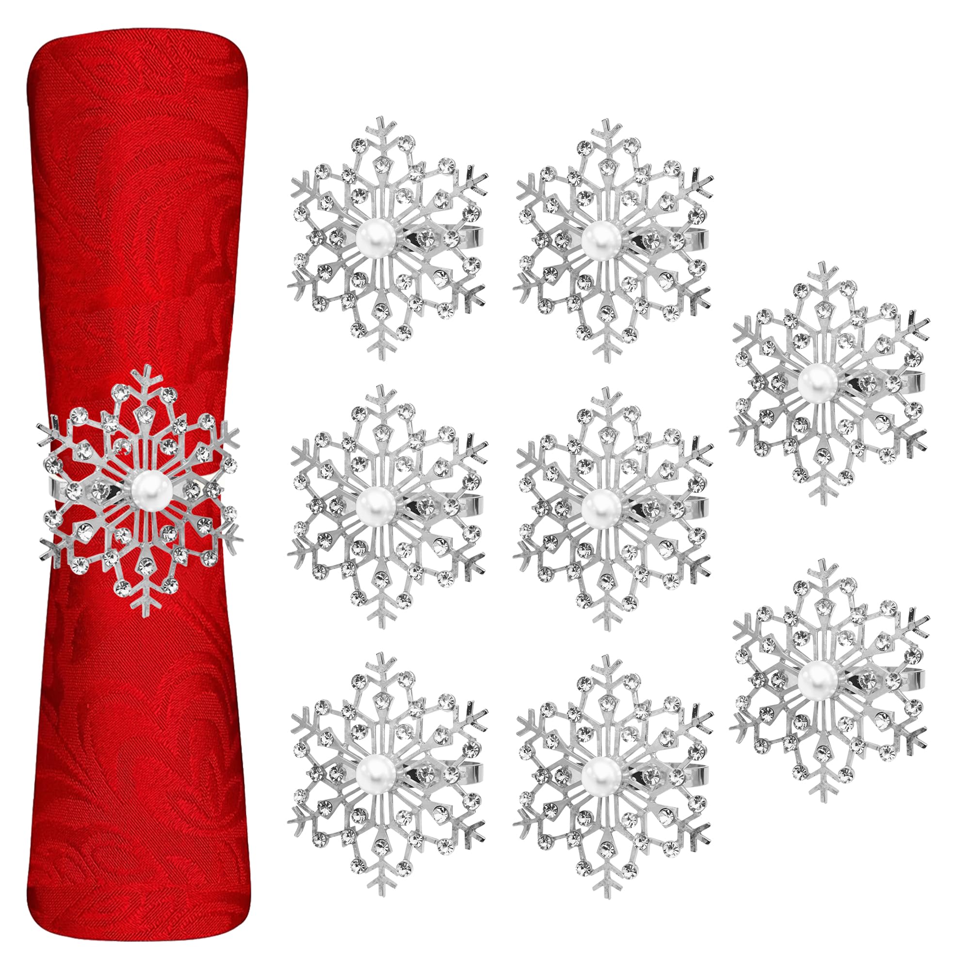 Trimming Shop Silver Snowflake Christmas Napkin Holders, Pack of 8