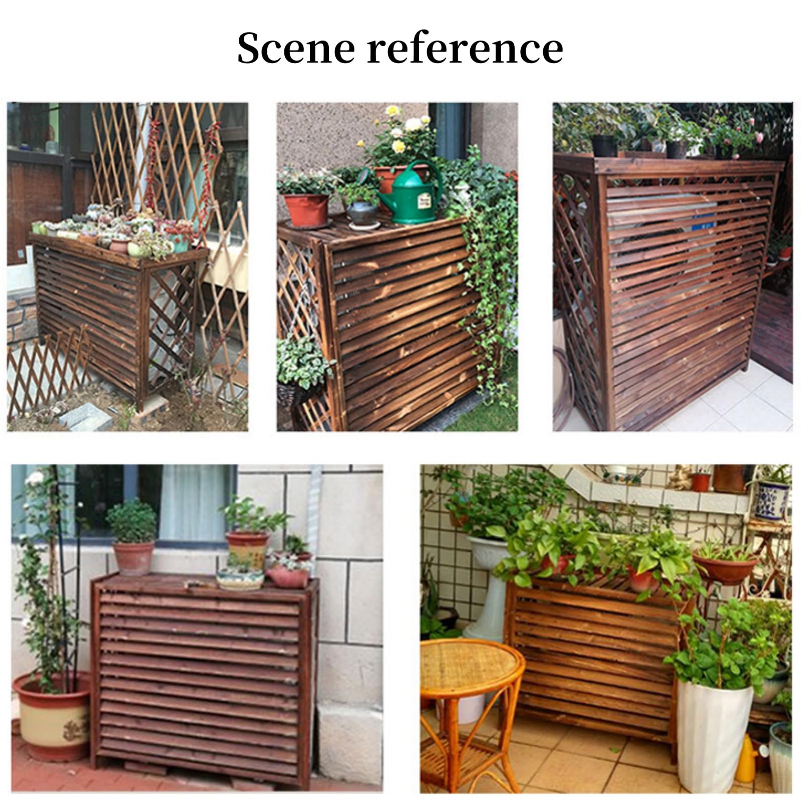Klimatyzacyjny stojak na kwiaty, ukryta osłona AC do ogrodu, drewniany stojak na pompę ciepła, wolnostojąca donica z litego drewna