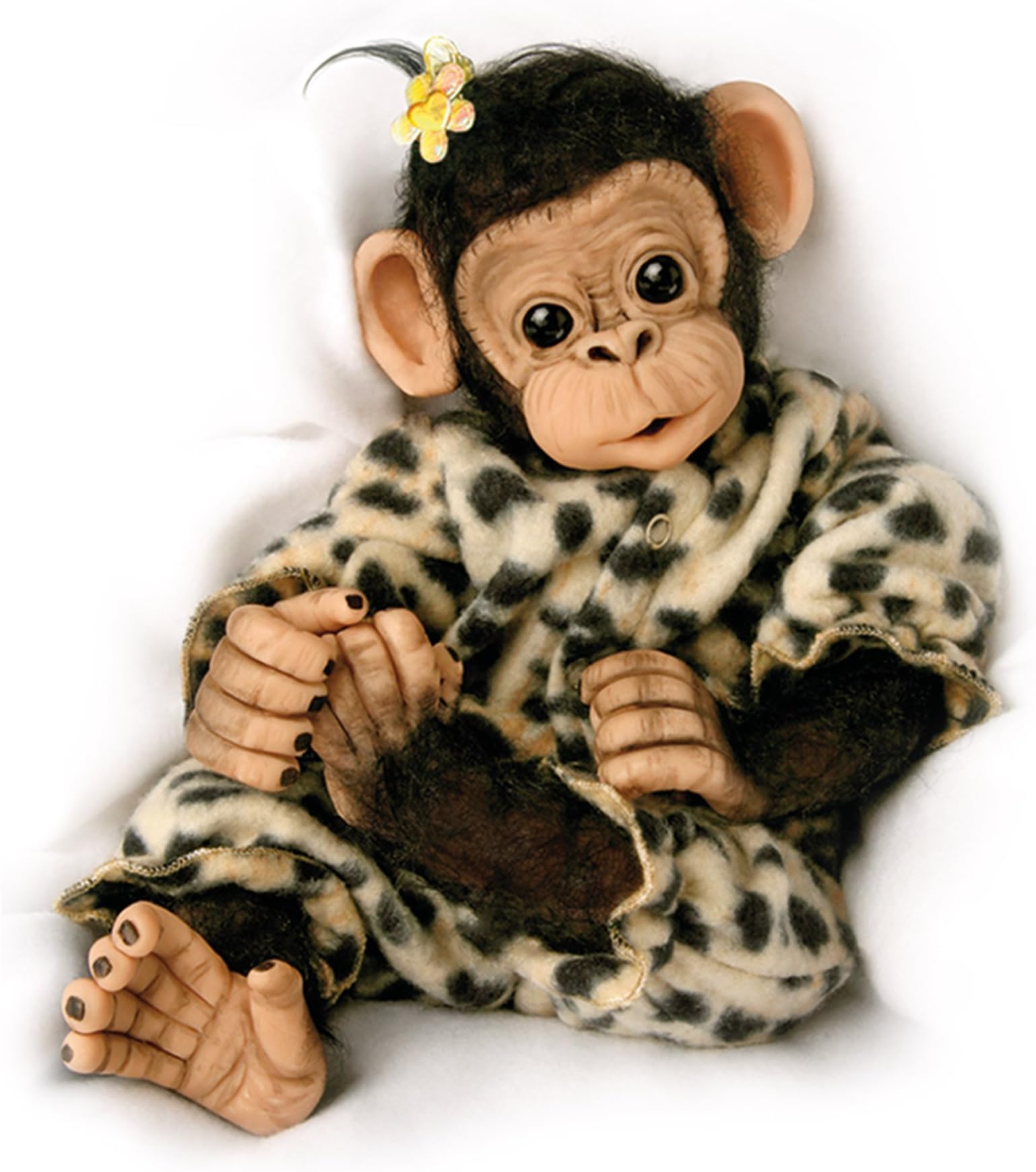 'Little Ubu' - Lifelike Baby Chimpanzee Monkey Baby Doll by Artist Cindy Sales - Handcrafted Collector-Quality Vinyl So Cute Baby Monkey Doll