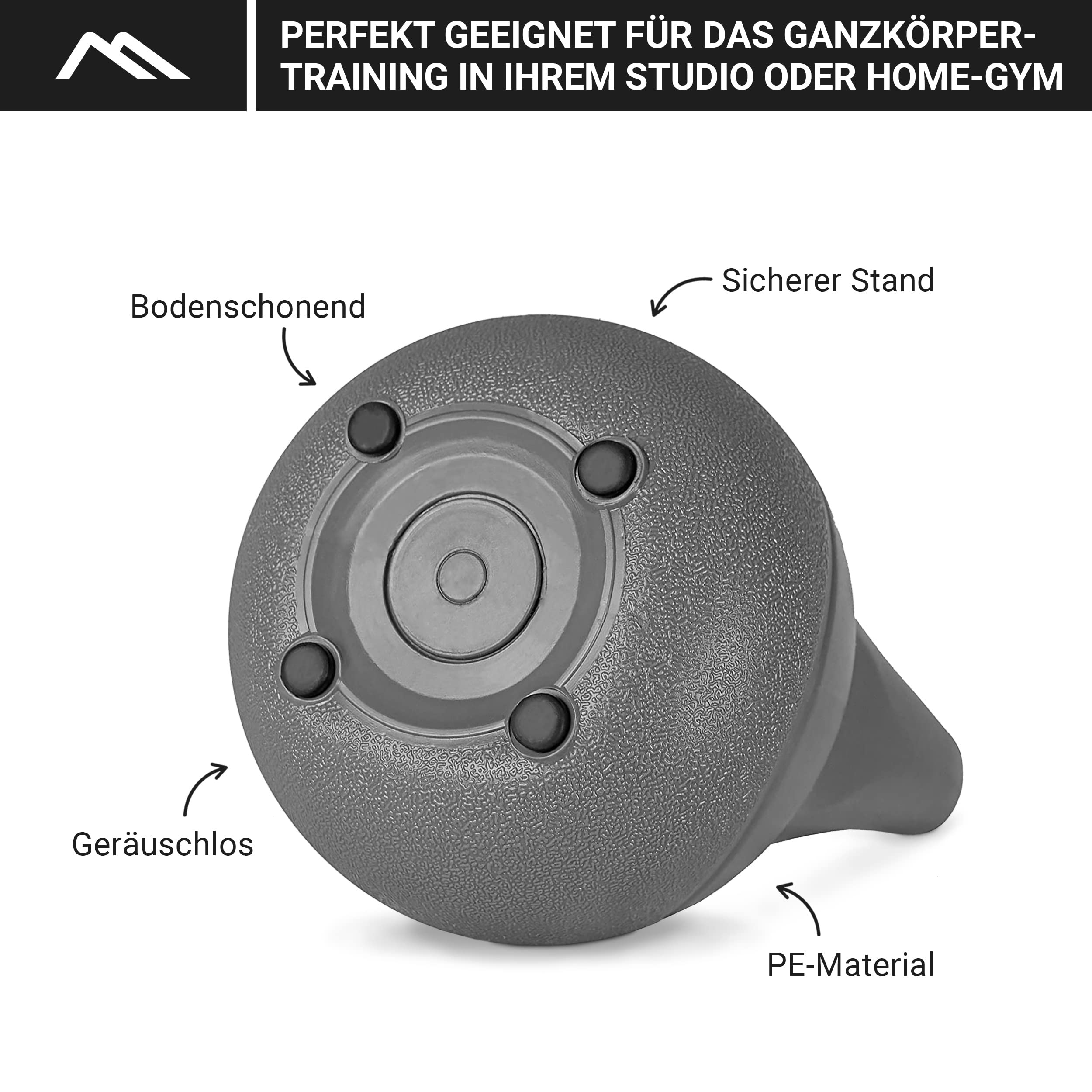 Msports Kettlebell de 2 à 20 kg avec poster d'exercice, 18 kg - Noir