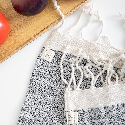 Miniatura 57 de SMYRNA TURKISH COTTON Herringbone Series - Juego de 6 paños de cocina lavables a máquina, ultra suaves, absorbentes, prelavados y de secado rápido
