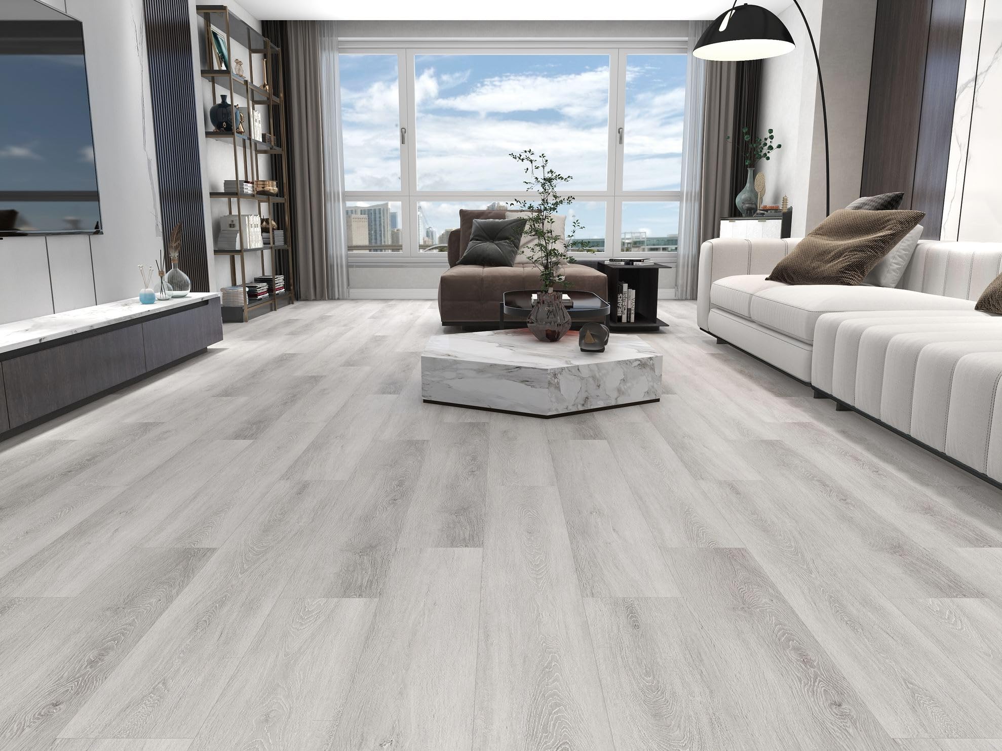 Built Right SPC Vinyl Click Lock Flooring โ Canadian Grey Wood Effect Planks, 6.5mm Thick, Easy DIY Interlocking Installation, Luxury Vinyl Flooring for Bathroom, Kitchen, Bedroom โ 1.79mยฒ Pack