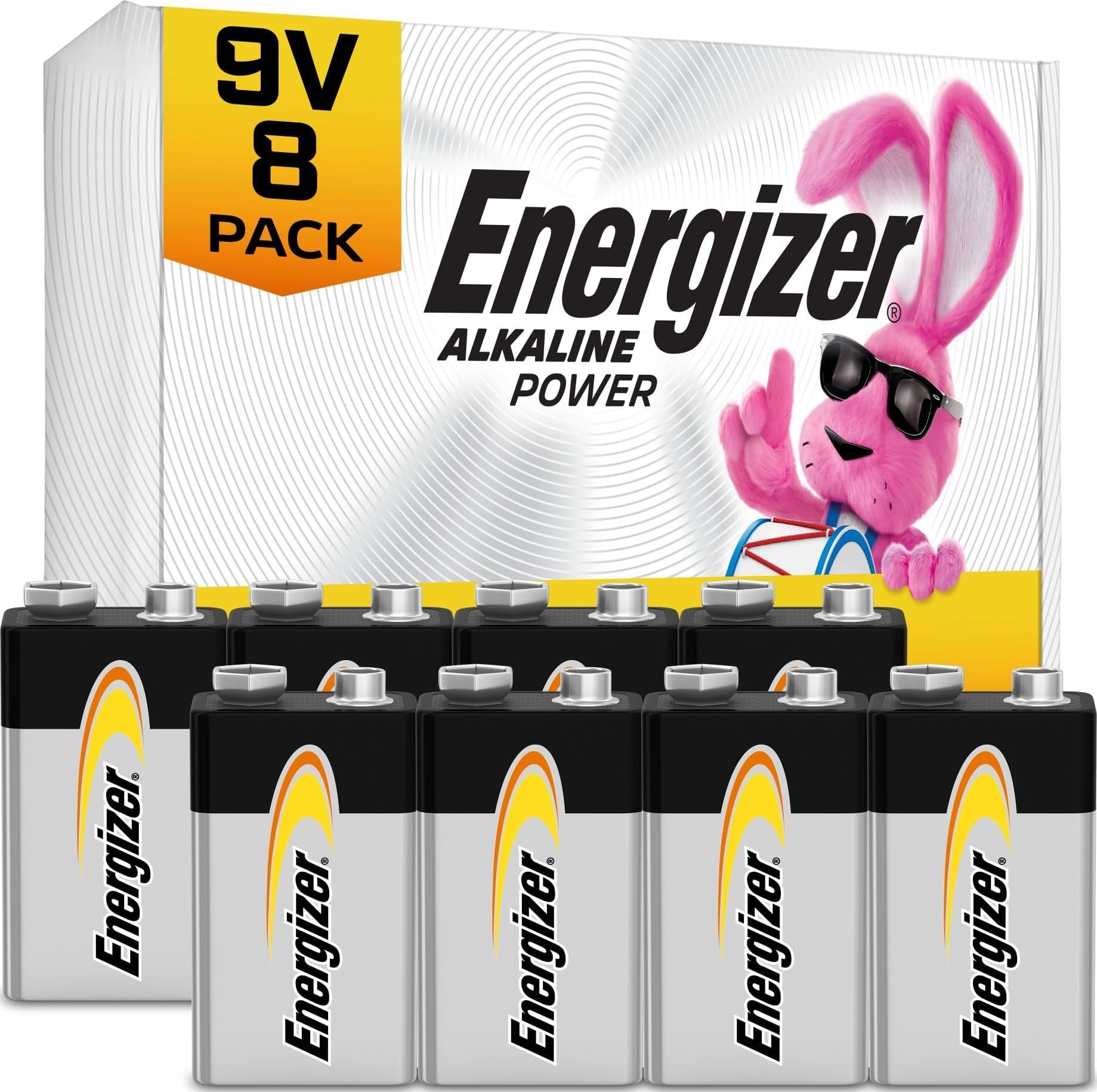 Energizer Alkaline Power 9V Batteries (X Pack), Long-Lasting