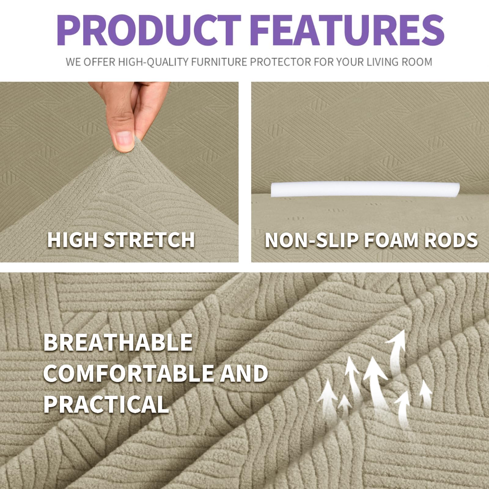 Ystyle Copridivano 4 Posti Con Braccioli, Copri Divano Antigraffio Gatto, Copridivani Elasticizzato, Pesante Inverno Copri Divani, Fodera Divano Antimacchia Lavabile Antiscivolo, Kaki