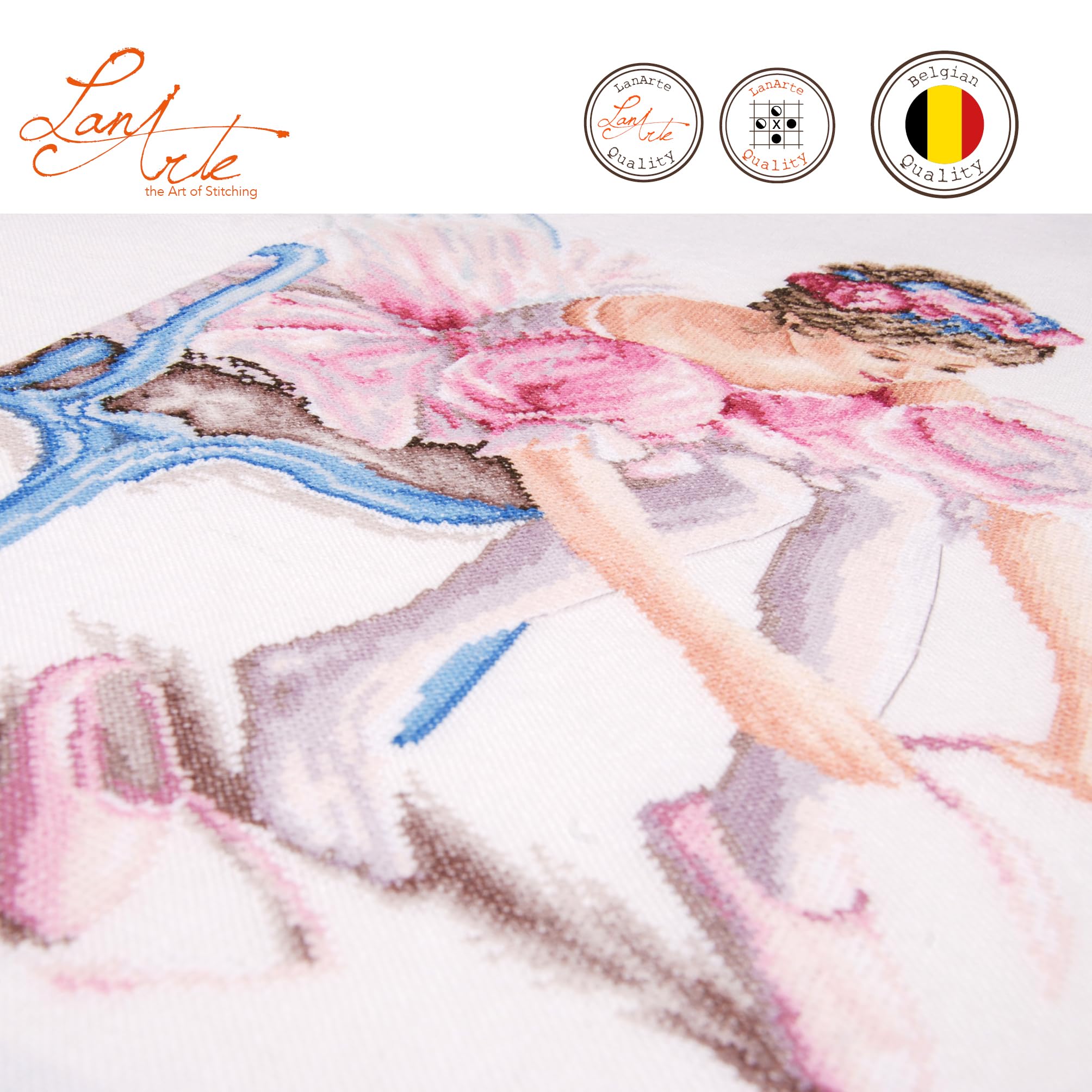 Lanarte Kreuzstich-Set „Magnolienzweig“ – 30x20 Cm, Komplett Mit Stoff, Garn & Anleitung, DIY Deko Für Erwachsene