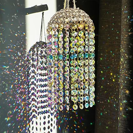 Crystal Suncatchers Window Hanging Wind Chime Garden Porch Home Wedding Party Suncatcher Rainbow Maker Crystal Glass Beads Prisms Sun Catcher