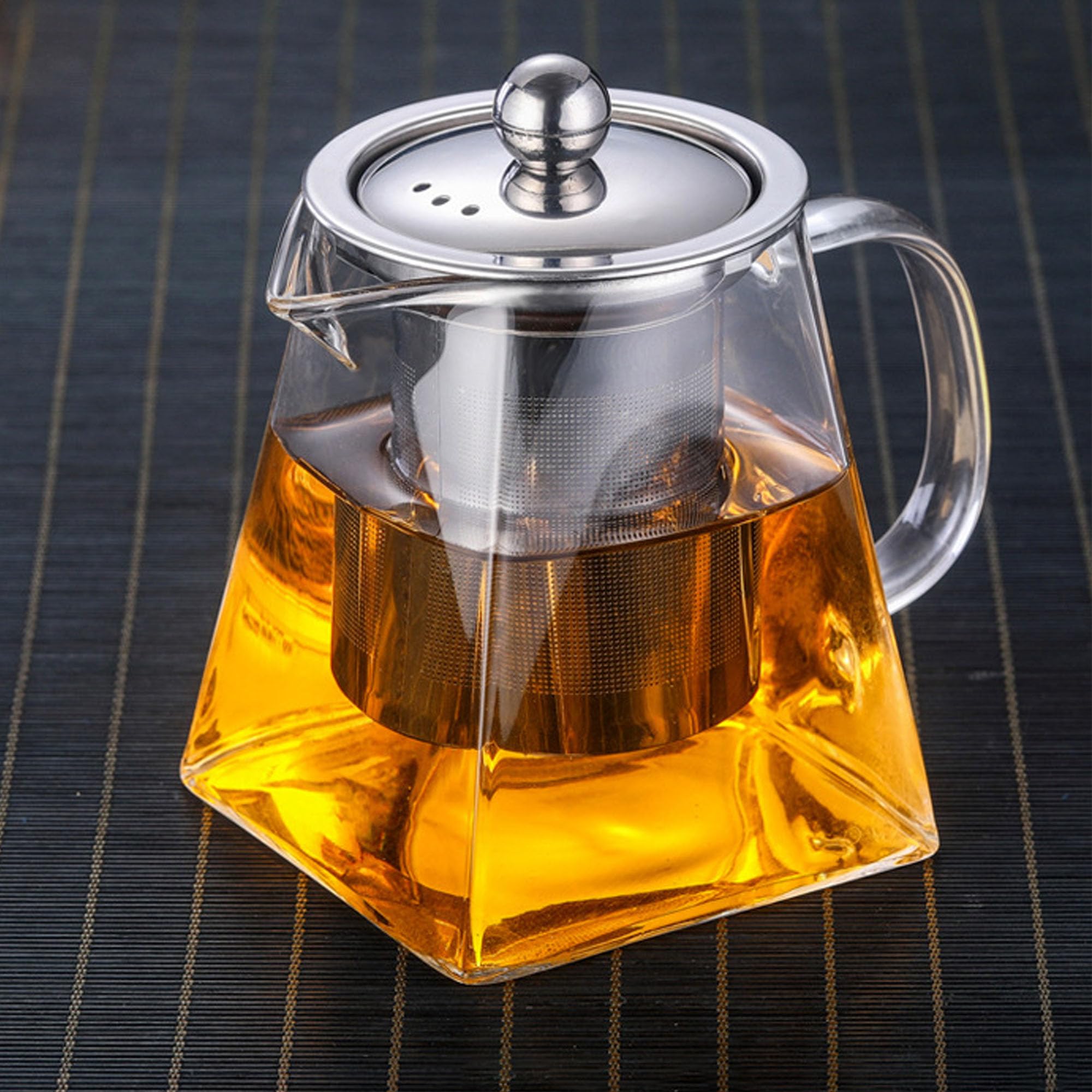YUEMING Teekanne aus Glas, 550 ml, Teekanne mit Sieb aus Edelstahl, hitzebeständig, Teekanne aus Glas für Blüte, losen Tee
