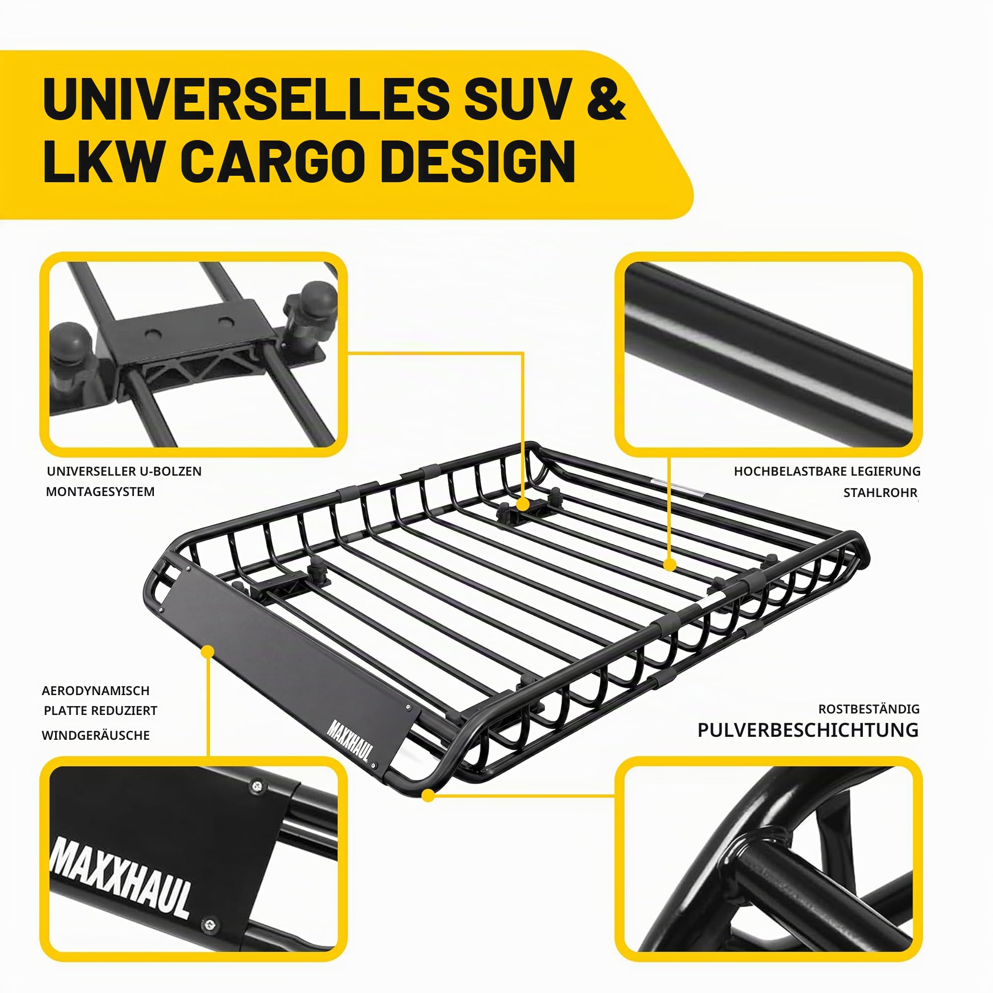 MaxxHaul 70115, Dachgepäckträger für Dachgepäckträger, 116,8 x 91,4 x 11,4 cm, Stahlkorb, Gepäckhalter für SUV und Pick-Up-Trucks - 68 kg. Kapazität