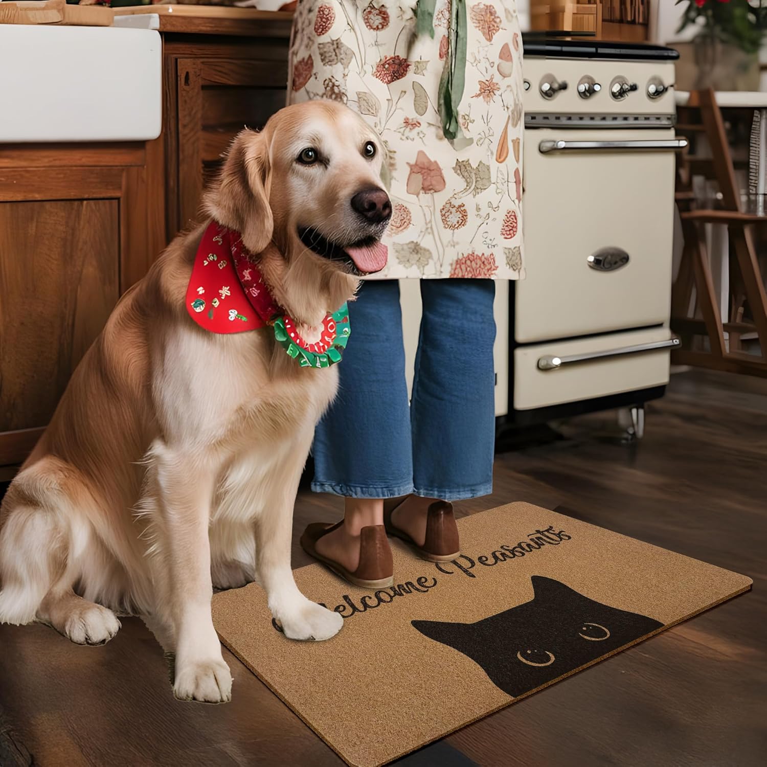 Funny Black Cat Door Mat, Cat Welcome Mat, Black Cats Gifts for Women Welcome Front Door Mat Indoor Outdoor Entrance, Funny Cats Artificial Coir Doormats Rugs for Porch Entryway Decor 30x17in