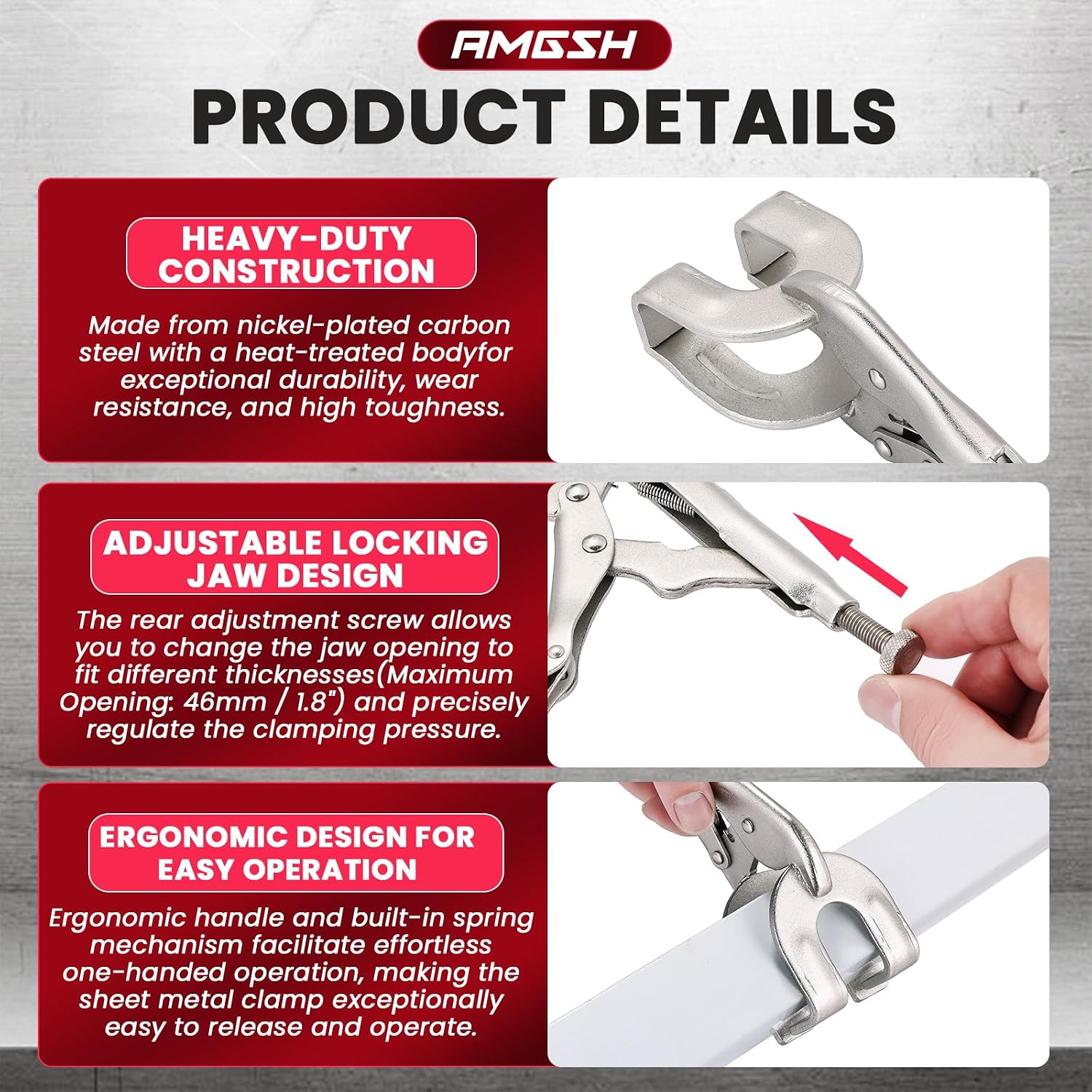 9" Locking Pliers Set, U-Shaped Welding Clamps, 2 Pack | Adjustable Vice Grip Pliers with Quick Release Lever, Heavy Duty Metal Clamp Tool for Welding, Sheet Metal, Auto Body Repair