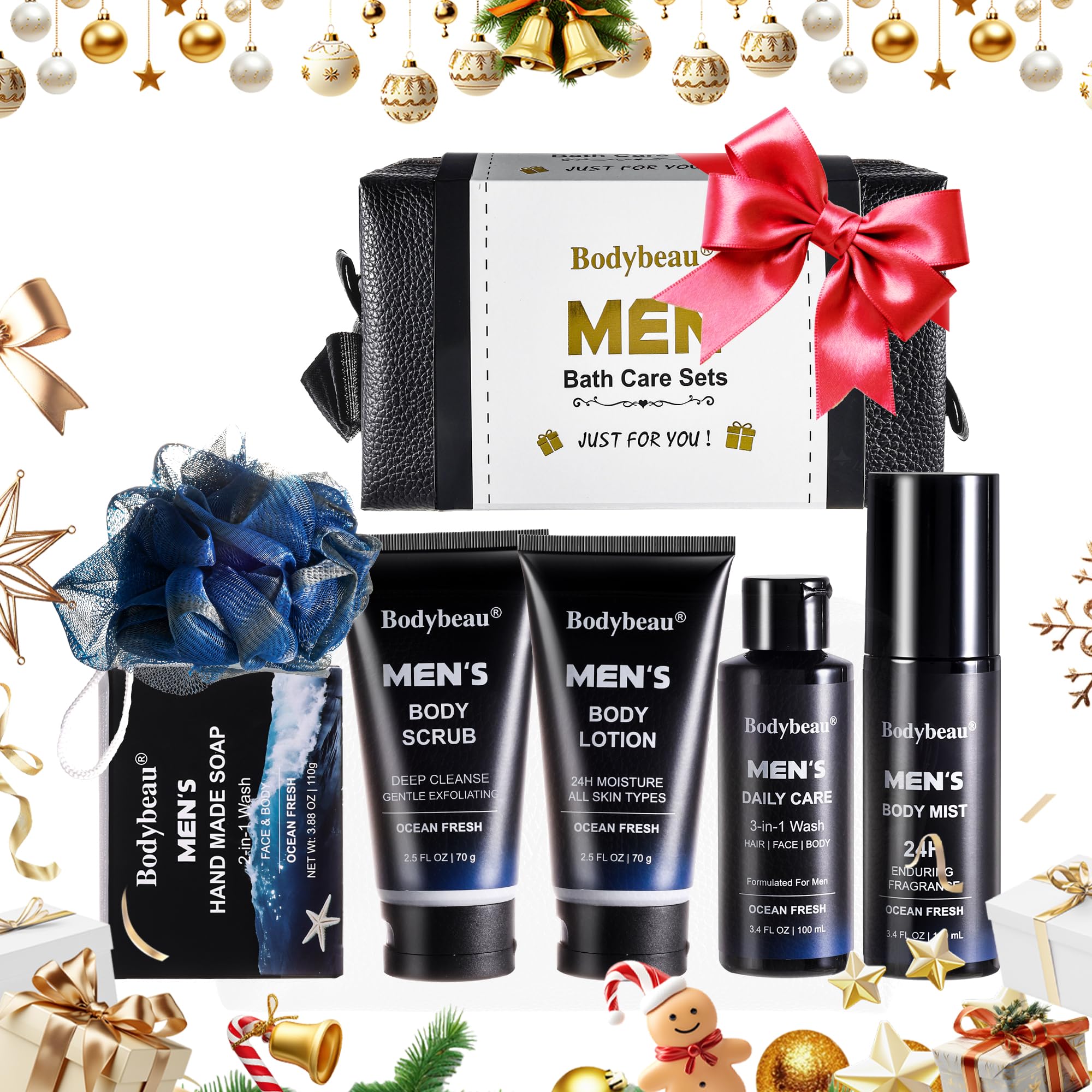 Amazon.com: Men's Bath and Body Spa Gift Set - 7-Piece Kit with 3