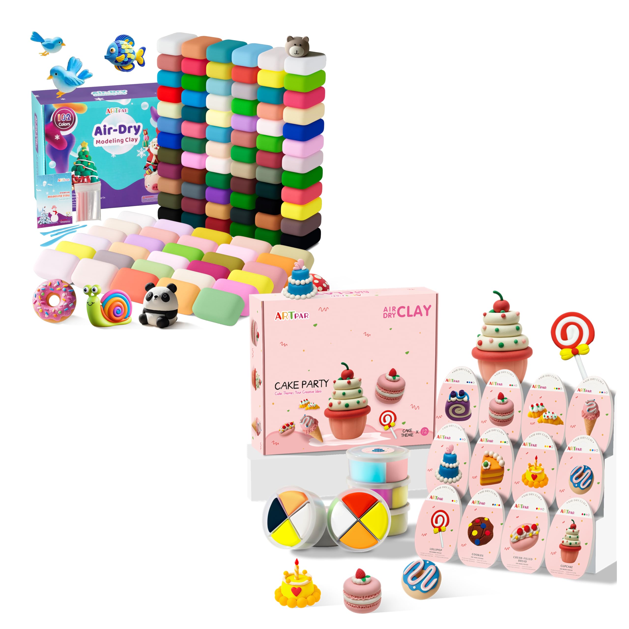 Amazon.com: ARTPAR Air Dry Clay 102 Colors and Air Dry Clay Cake