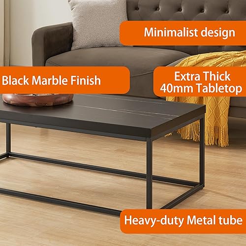 Miniatura 31 de CENSI Mesa auxiliar cuadrada moderna, mesa auxiliar de 18 pulgadas para sala de estar, parte superior de madera extra gruesa de 1.6 pulgadas y marco