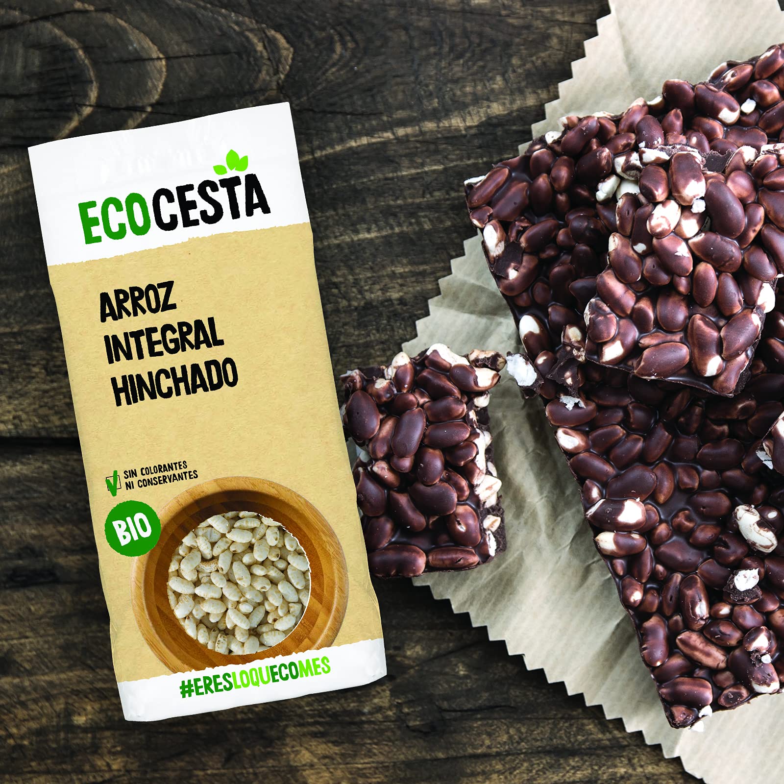 Ecocesta - Pack de 12 Unidades de 125 g de Arroz Integral Ecológico Inflado - Sin Azúcar Añadido - Ayuda a Mejorar el Tránsito Intestinal - Apto para Veganos