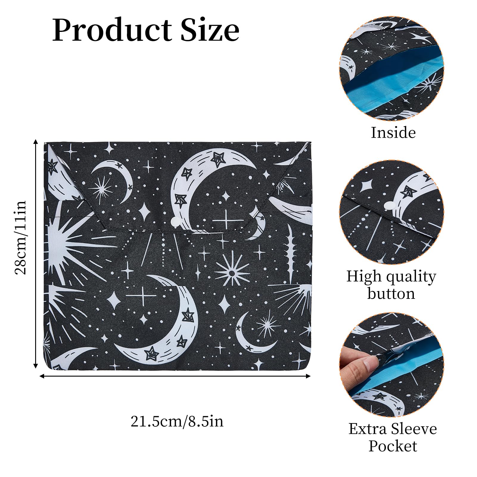 NICENEEDED Star Moon Book Covers, Book Protector with Button - Image 4