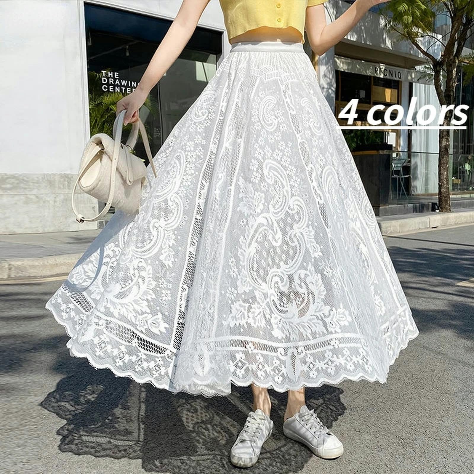 Rock Damen-Overlay-geschichtete Tüllrock Elastizität Mit Hoher Taille A-line Midi Rocks Mesh Chiffon Faltenkleid