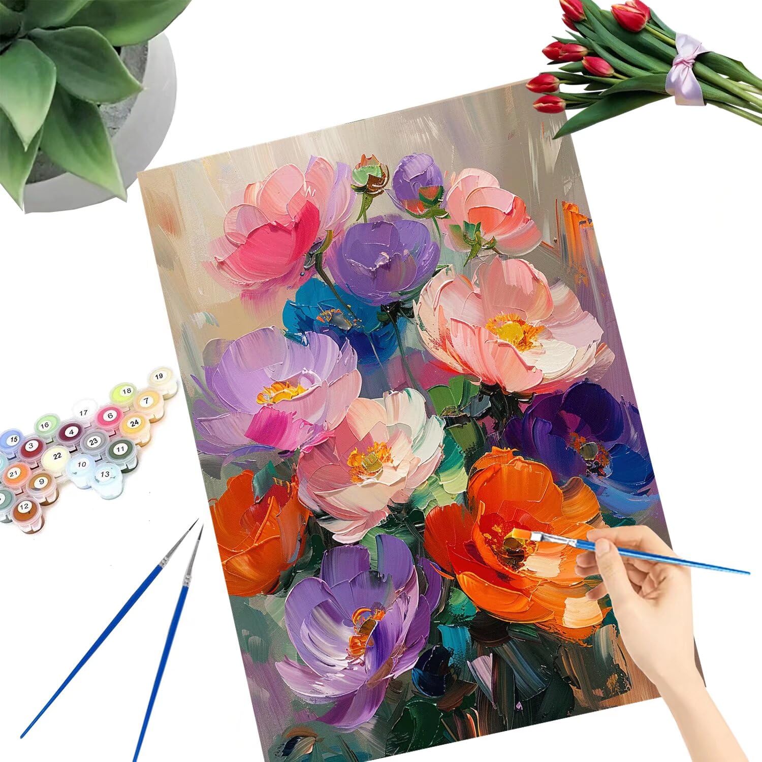 Pintar por Numeros Adultos pintar por numeros niños manualidades niños 10 años, DIY Pintar por Números de Pincel y Pintura acrílica Decoraciones para el Hogar Manualidades, sin Marco 60x80cm C-74