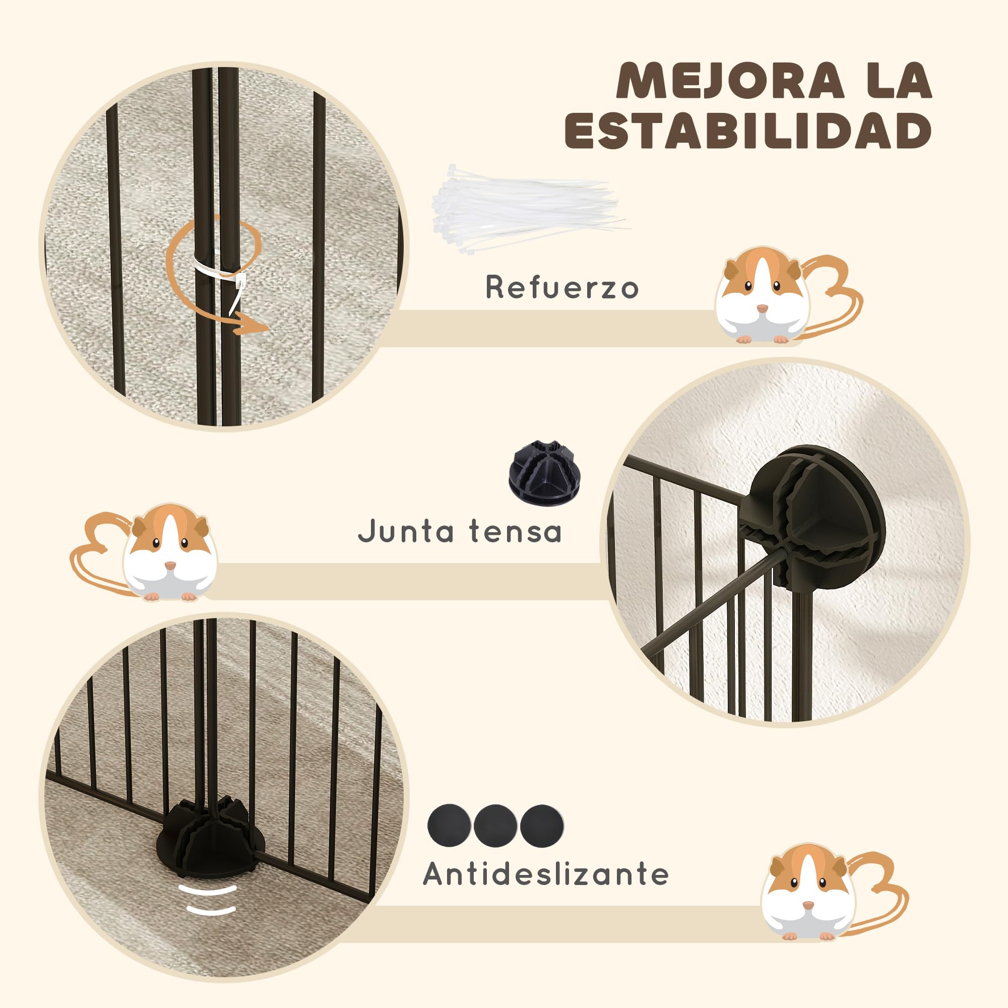 PawHut Valla Metálica para Mascotas con 12 Paneles Diseño DIY Parque Metálico para Animales Pequeños Desmontable para Erizo Conejos 140x70x35 cm Negro