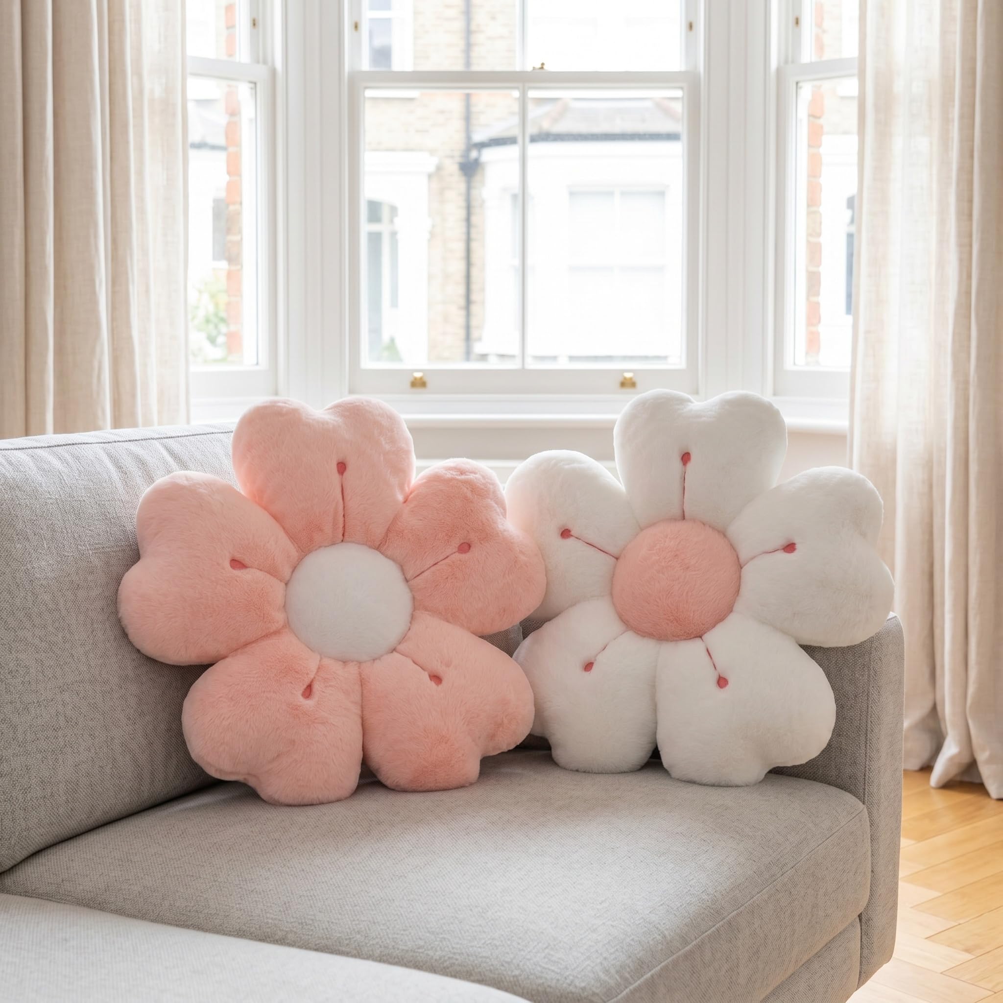2Pcs Flower Pillow, 35cm Cute Soft Plush Daisy Cushion Floor Pillow