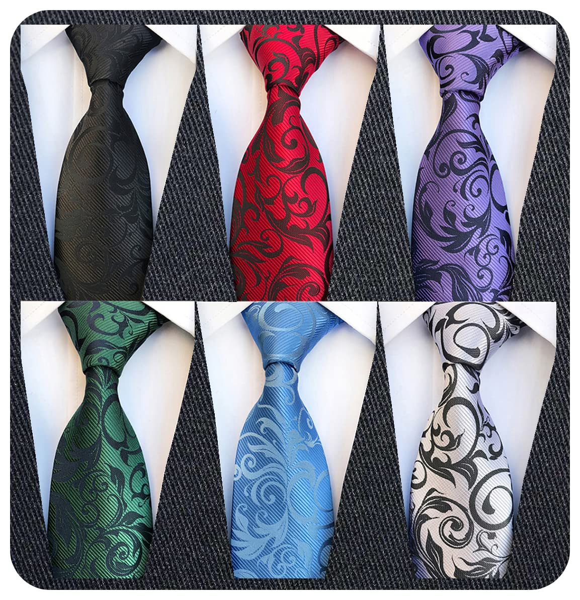 [Adulove] メンズ ネクタイ クラシック シルク ネクタイ 織り ジャカード ネックタイ 6個