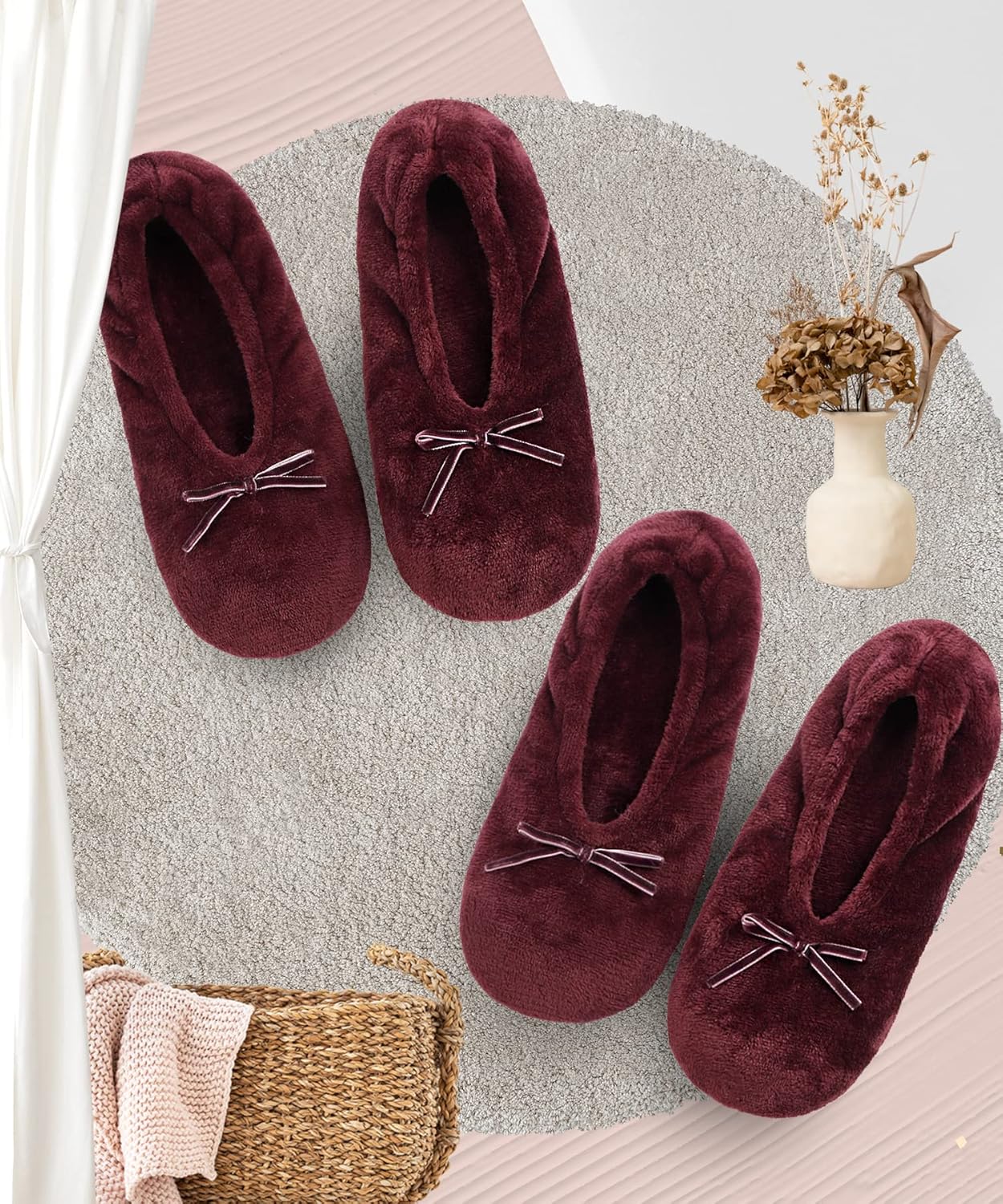 DICUIRD Women's Ballerina Slippers Lightweight House Slippers with Stretchable Heel Design - Image 6