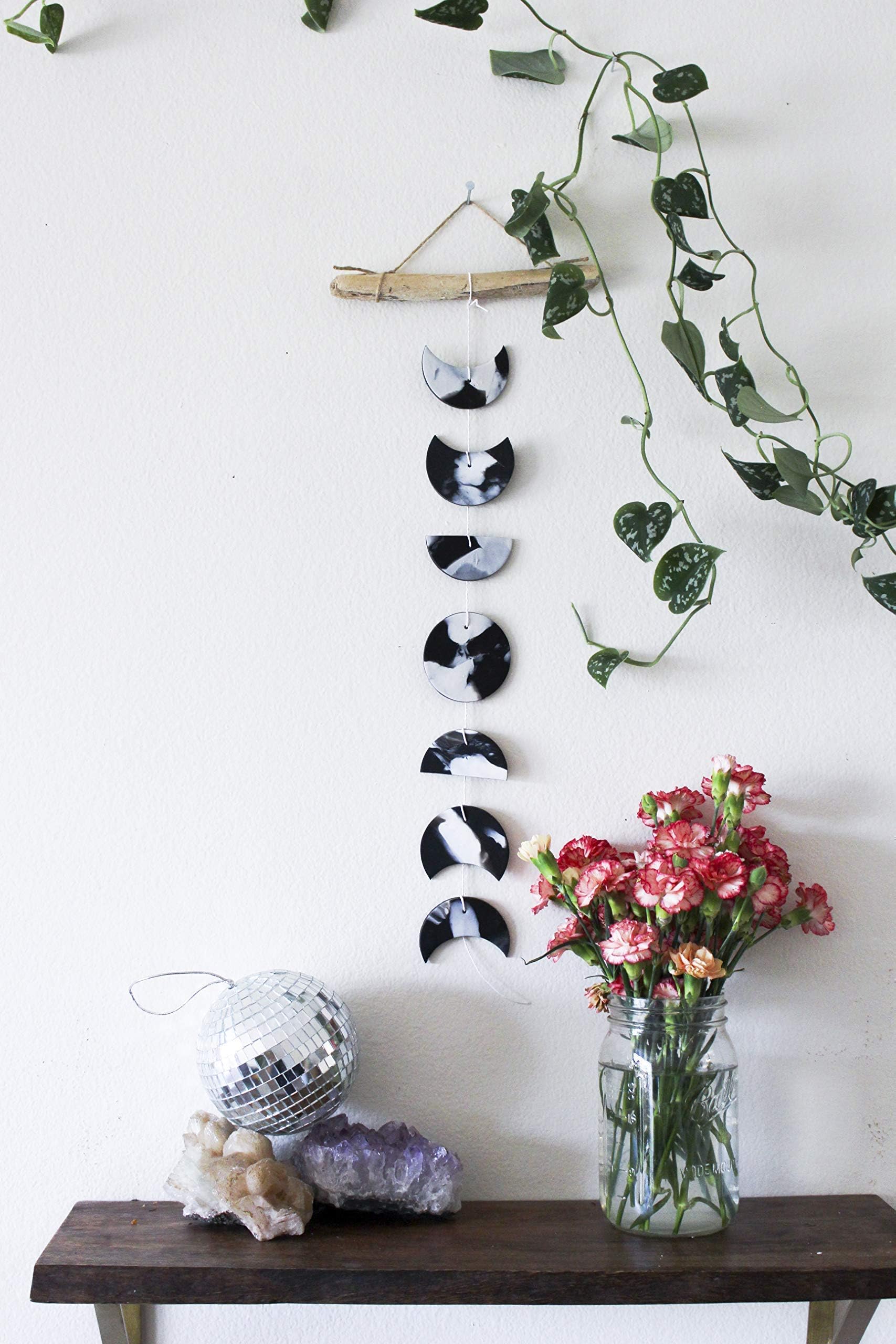 Black & White Moon Phase Wall Hanging