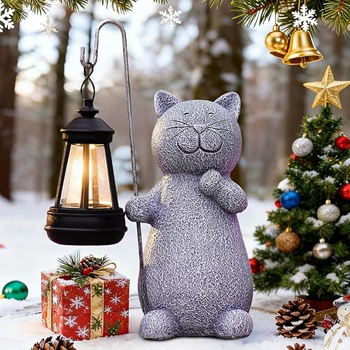 Qeeman Garden Decor Statues: Mothers Day Birthday for Mom Grandma Women Sister Wife Lady Lover - Front Patio Balcony Yard Art Lawn Ornaments Porch Outdoor Outside Decorations (Cat)