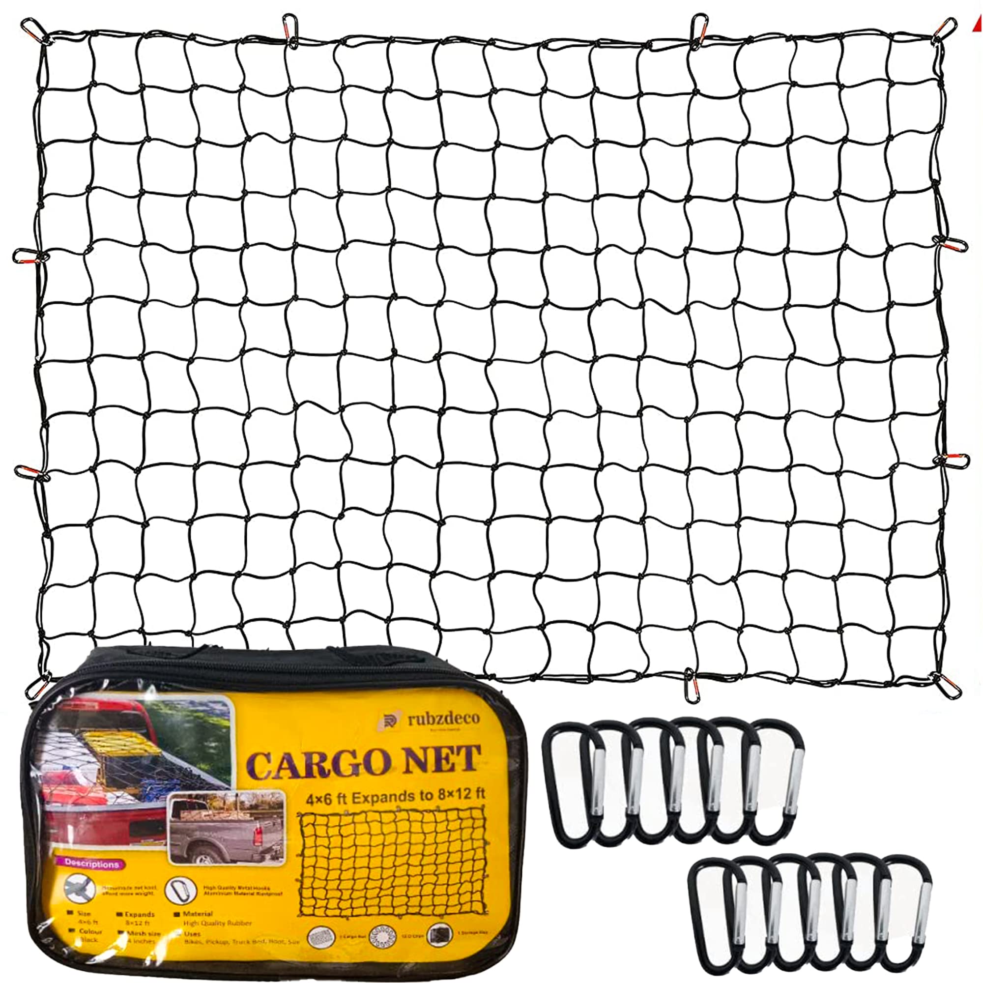 Buy RUBZDECO SUV Cargo Net for Pickup Truck Bed 4' x 6' Bungee Cargo