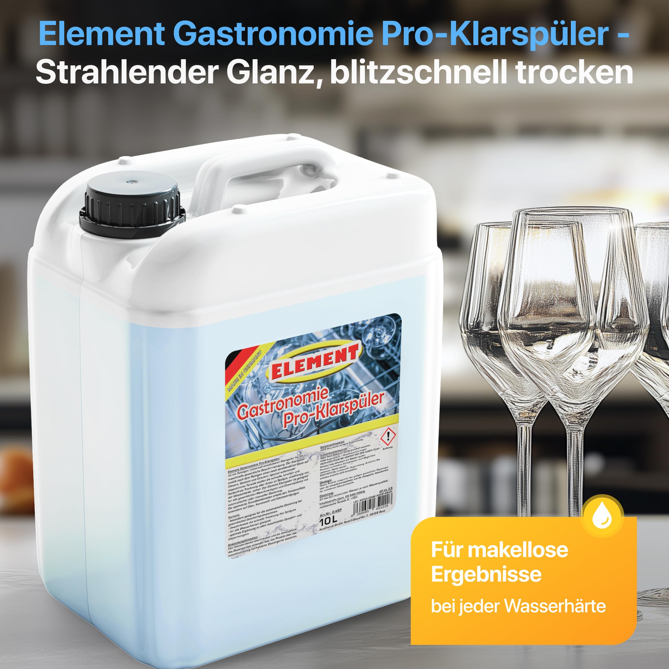 Klarspüler für gewerbliche Spülmaschinen flüssig 10 Liter Maschinenspülmittel Profi für gewerbliche Spülmaschinen Geschirrspülmittel Maschinenklarspüler