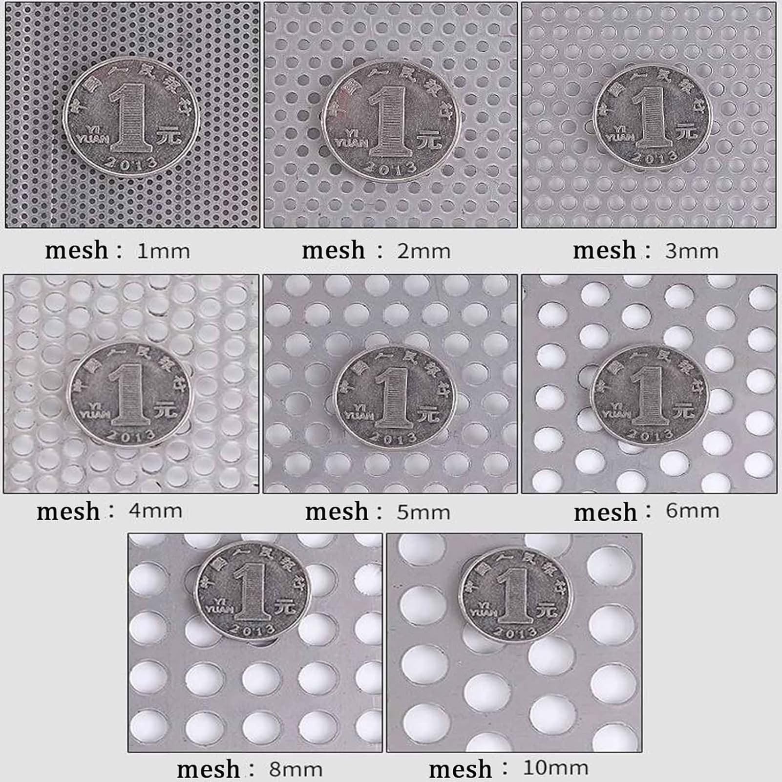 Płyta perforowana ze stali nierdzewnej, Perforowana siatka ze stali nierdzewnej 304 z otworami oczkami 1-10 mm, srebrna, wiele rozmiarów(5mm Mesh,20x20cm)