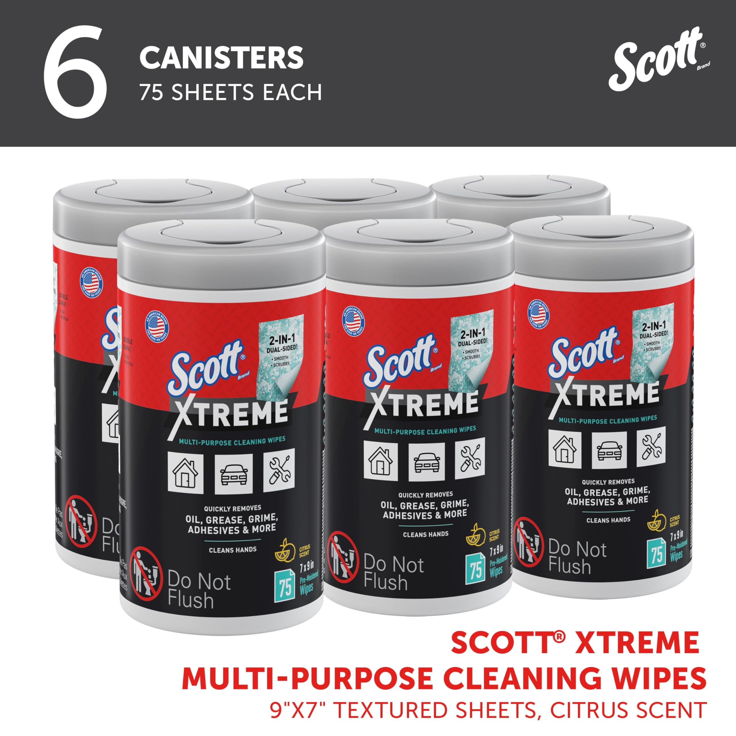Scott® Xtreme Multi-Purpose Cleaning Wipes (54591), Heavy Duty